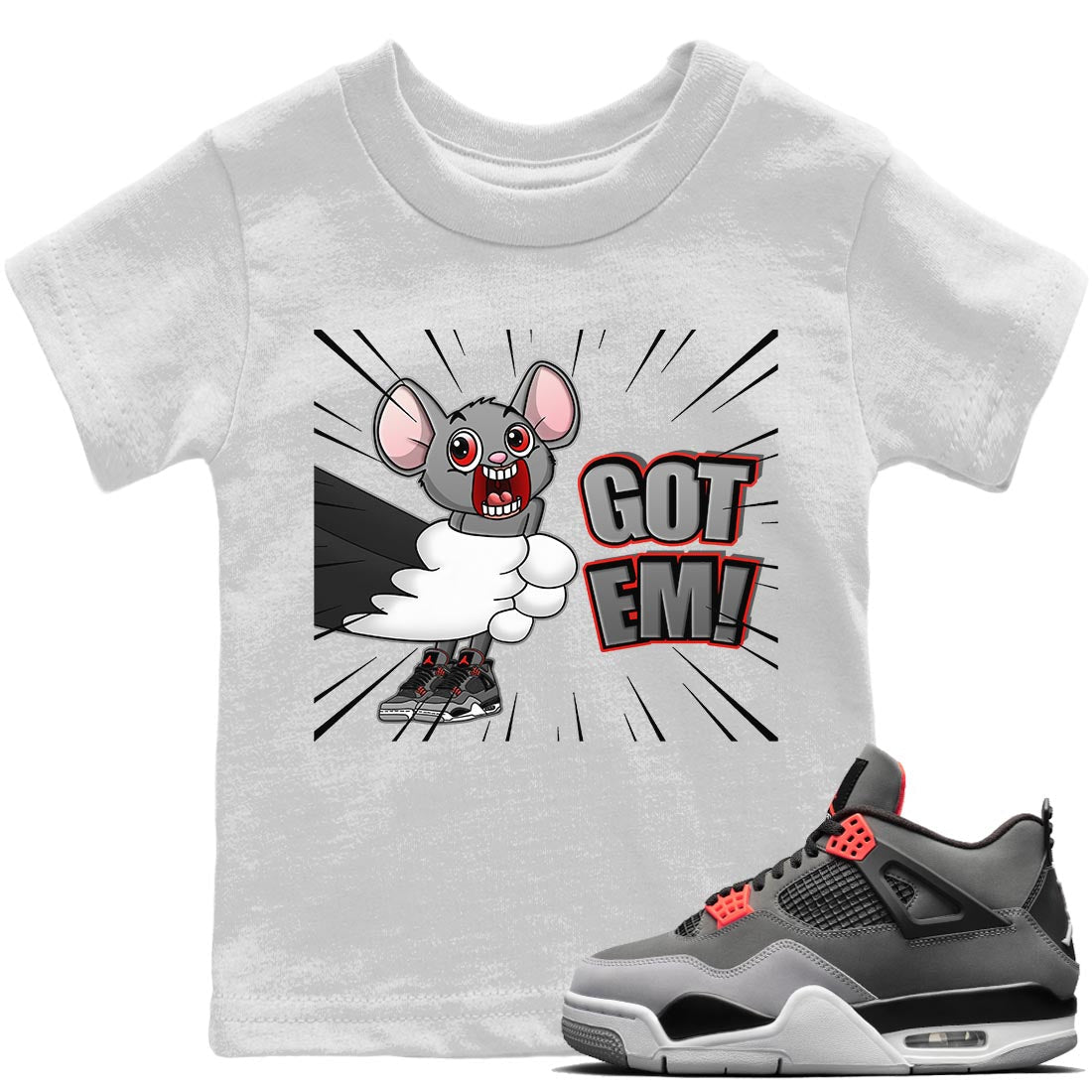 Jordan 4 Infrared Sneaker Match Tees T&J Got Em Sneaker Tees Jordan 4 Infrared Sneaker Release Tees Kids Shirts