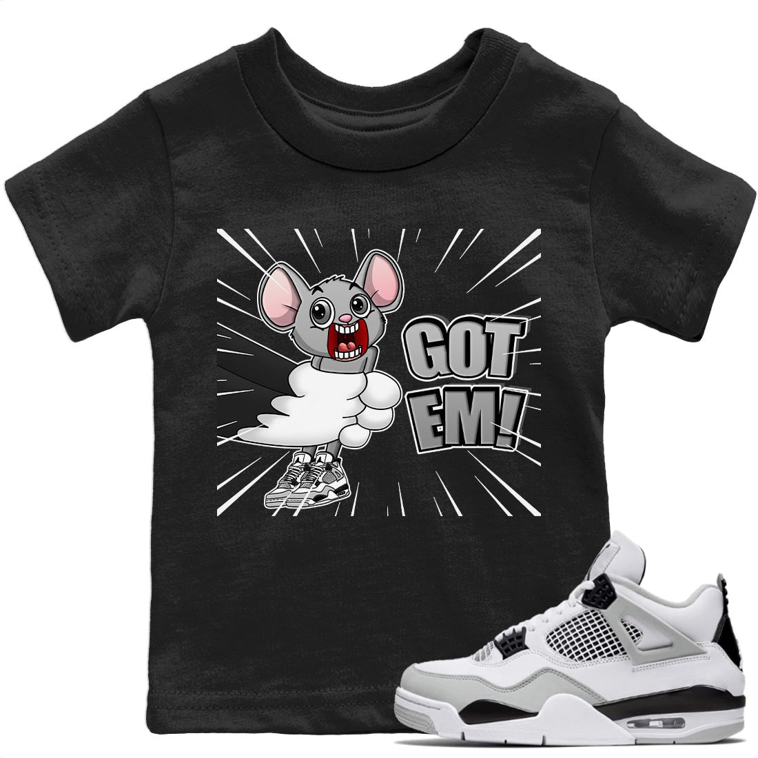 Jordan 4 Military Black Sneaker Match Tees T&J Got Em Sneaker Tees Jordan 4 Military Black Sneaker Release Tees Kids Shirts