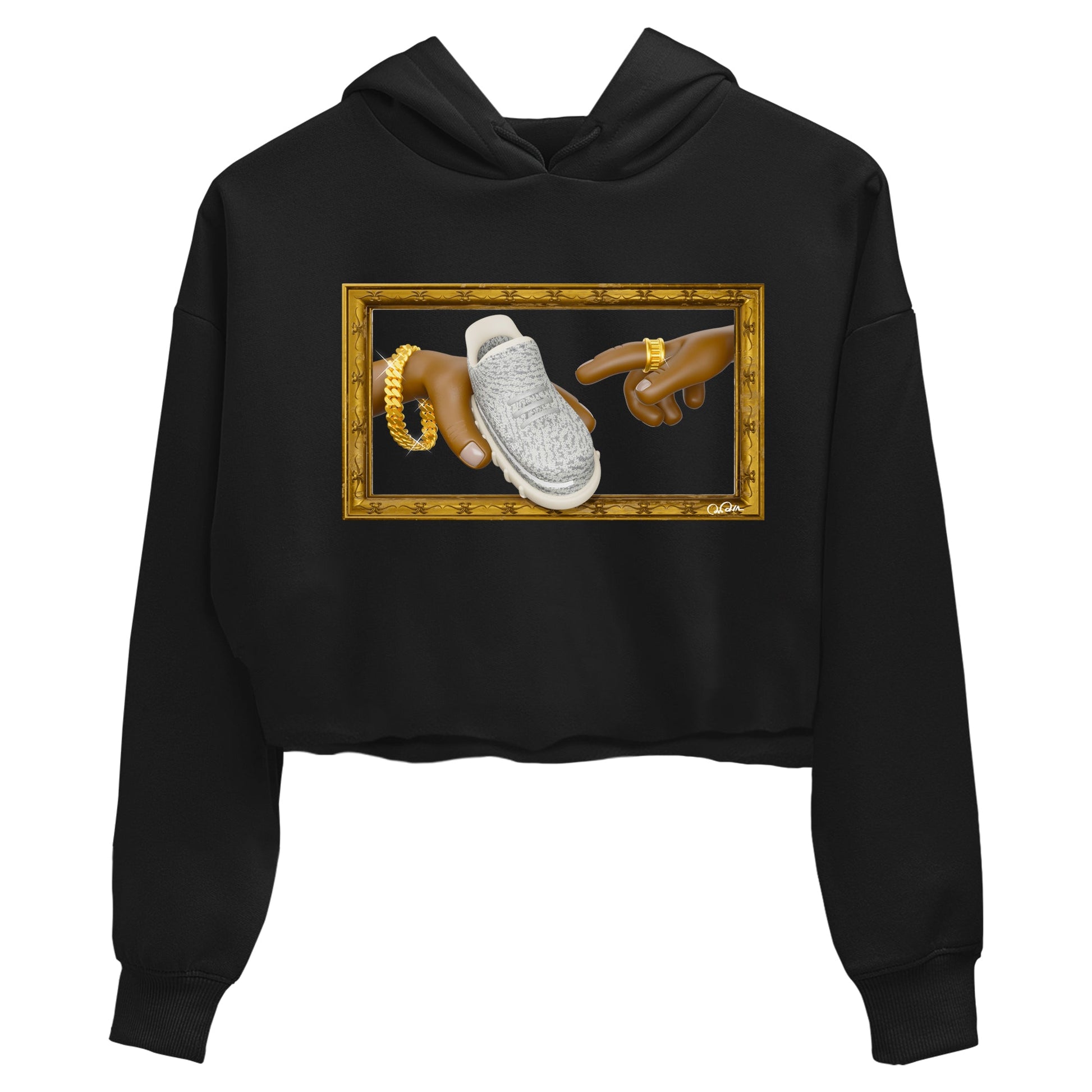 Yeezy 350 Static shirt to match jordans The Creation Of Adam sneaker tees Adidas Yeezy 350 Static SNRT Sneaker Release Tees Black 2 Crop T-Shirt