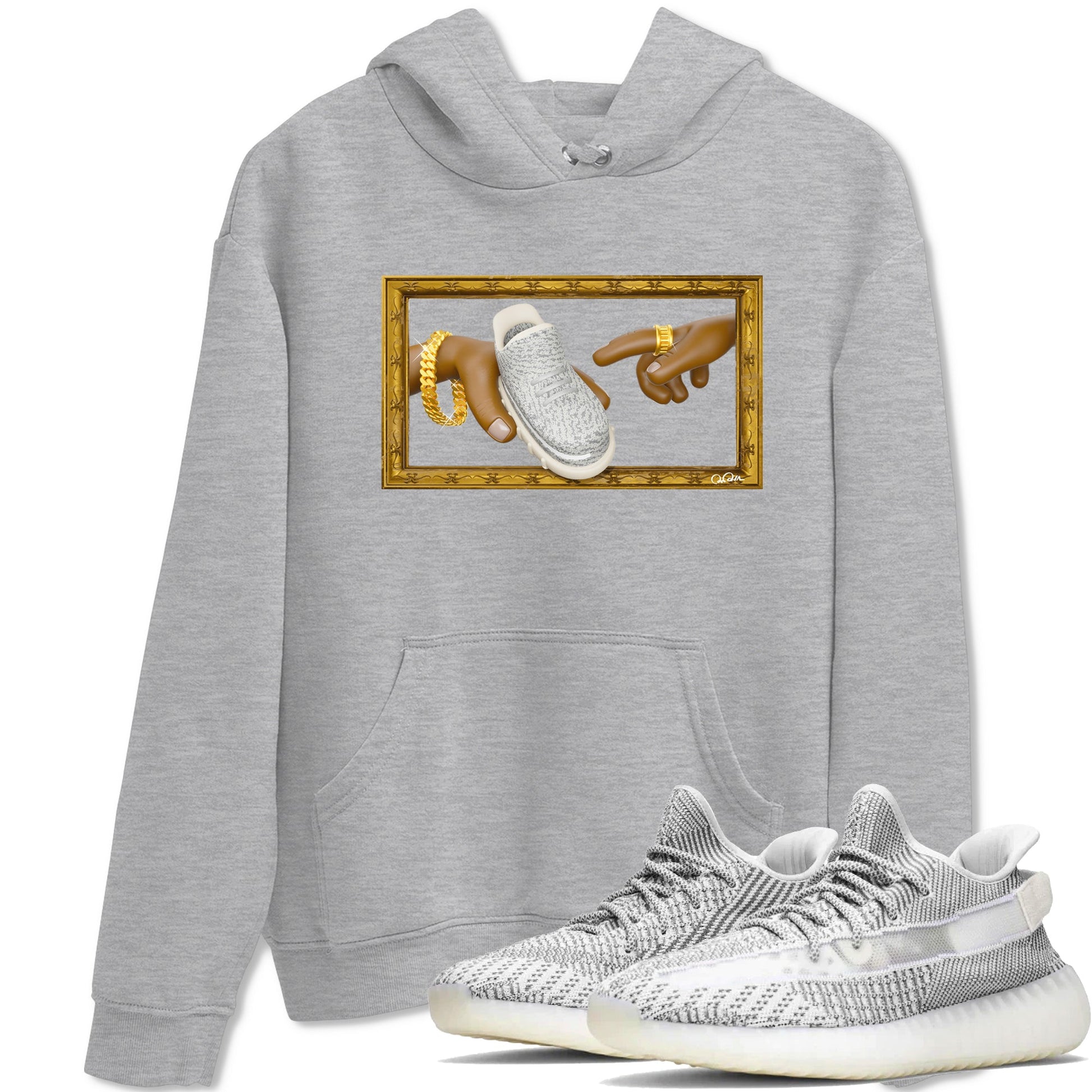 Yeezy 350 Static shirt to match jordans The Creation Of Adam sneaker tees Adidas Yeezy 350 Static SNRT Sneaker Release Tees Unisex Heather Grey 1 T-Shirt