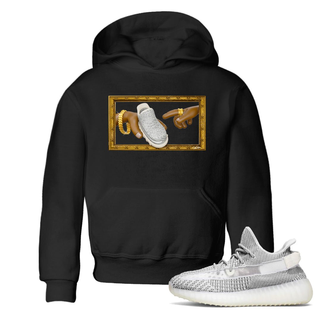 Yeezy 350 Static shirt to match jordans The Creation Of Adam sneaker tees Adidas Yeezy 350 Static SNRT Sneaker Release Tees Baby Toddler Black 1 T-Shirt