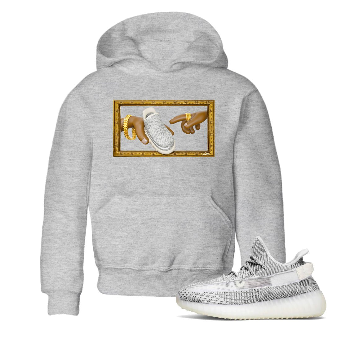 Yeezy 350 Static shirt to match jordans The Creation Of Adam sneaker tees Adidas Yeezy 350 Static SNRT Sneaker Release Tees Baby Toddler Heather Grey 1 T-Shirt