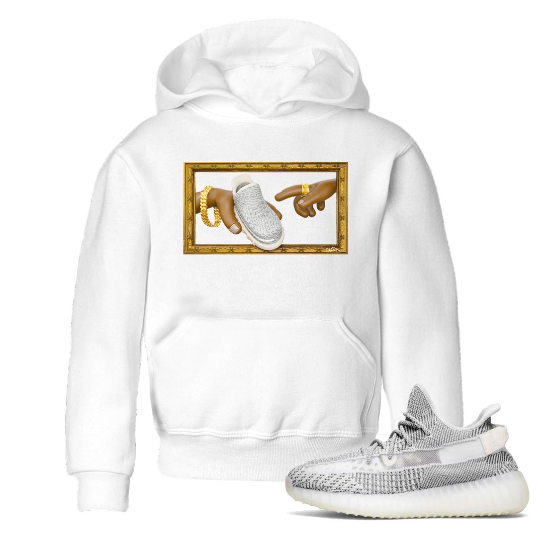 Yeezy 350 Static shirt to match jordans The Creation Of Adam sneaker tees Adidas Yeezy 350 Static SNRT Sneaker Release Tees Baby Toddler White 1 T-Shirt