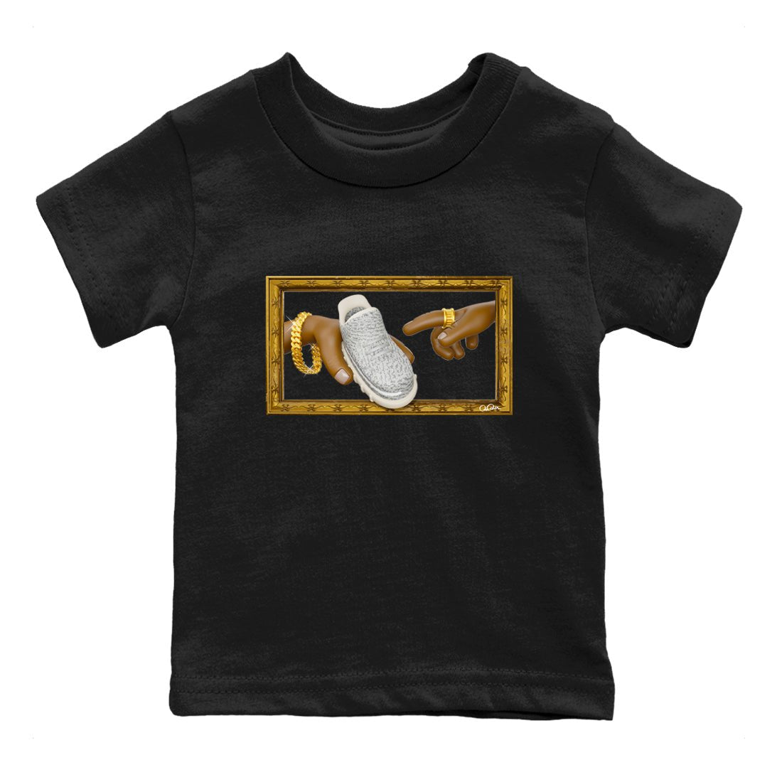 Yeezy 350 Static shirt to match jordans The Creation Of Adam sneaker tees Adidas Yeezy 350 Static SNRT Sneaker Release Tees Baby Toddler Black 2 T-Shirt