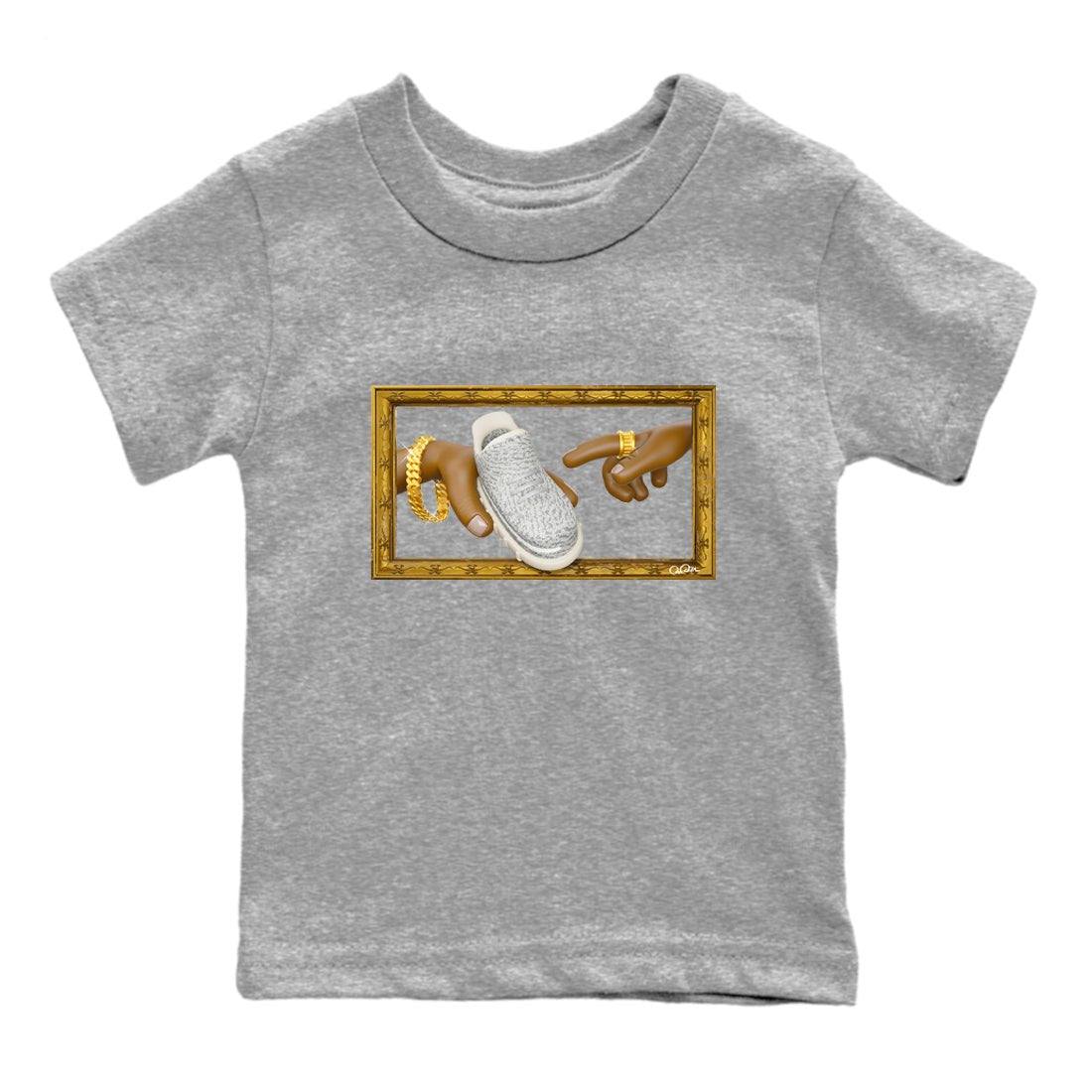 Yeezy 350 Static shirt to match jordans The Creation Of Adam sneaker tees Adidas Yeezy 350 Static SNRT Sneaker Release Tees Baby Toddler Heather Grey 2 T-Shirt