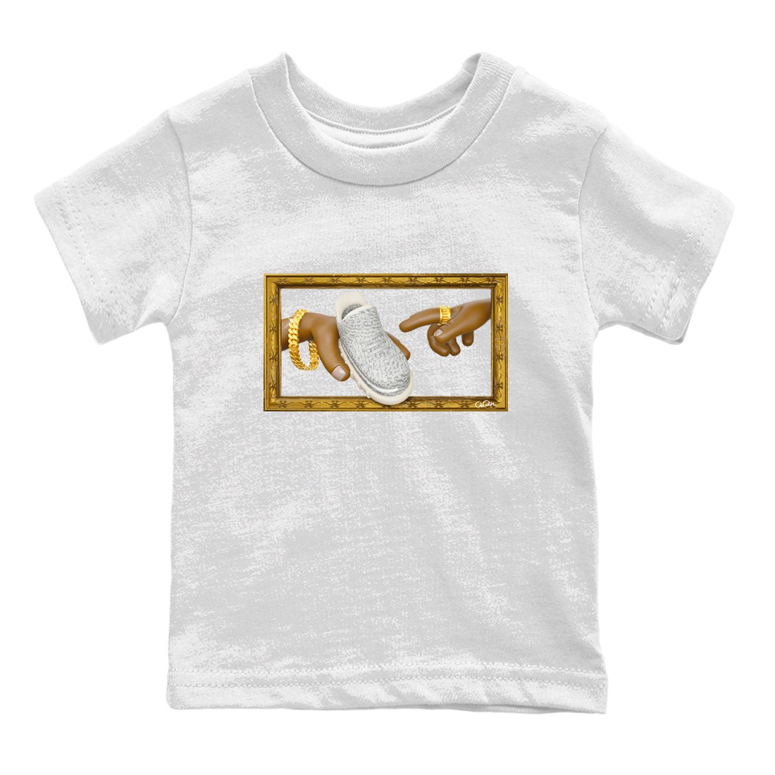 Yeezy 350 Static shirt to match jordans The Creation Of Adam sneaker tees Adidas Yeezy 350 Static SNRT Sneaker Release Tees Baby Toddler White 2 T-Shirt
