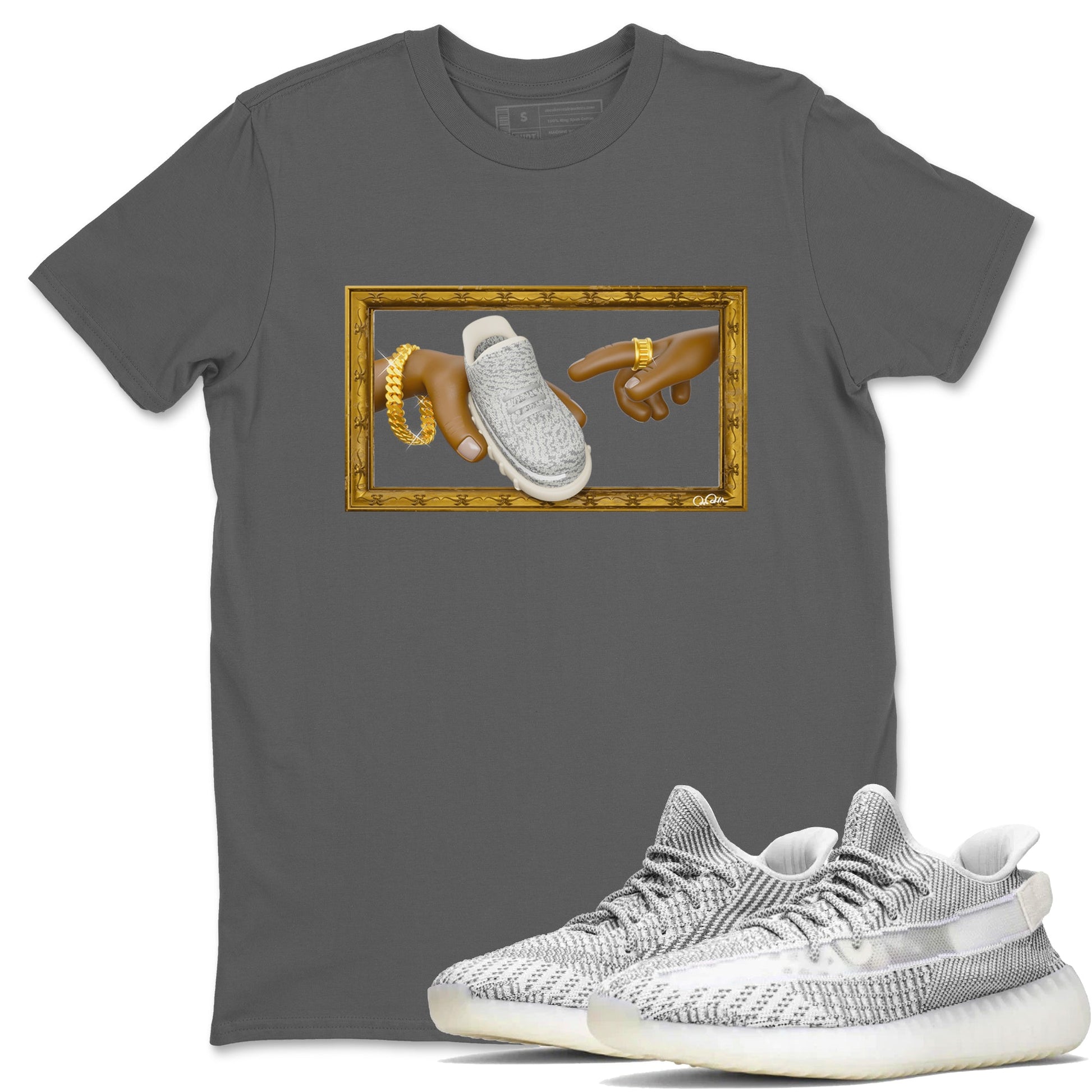 Yeezy 350 Static shirt to match jordans The Creation Of Adam sneaker tees Adidas Yeezy 350 Static SNRT Sneaker Release Tees Unisex Cool Grey 1 T-Shirt