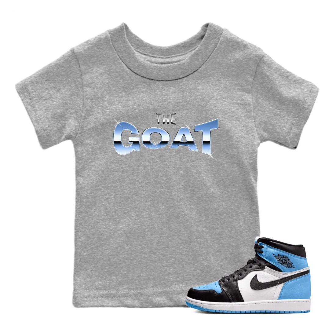 Air Jordan 1 UNC Toe The GOAT Baby and Kids Sneaker Tees AJ1 OG High UNC Toe Kids Sneaker Tees Size Chart
