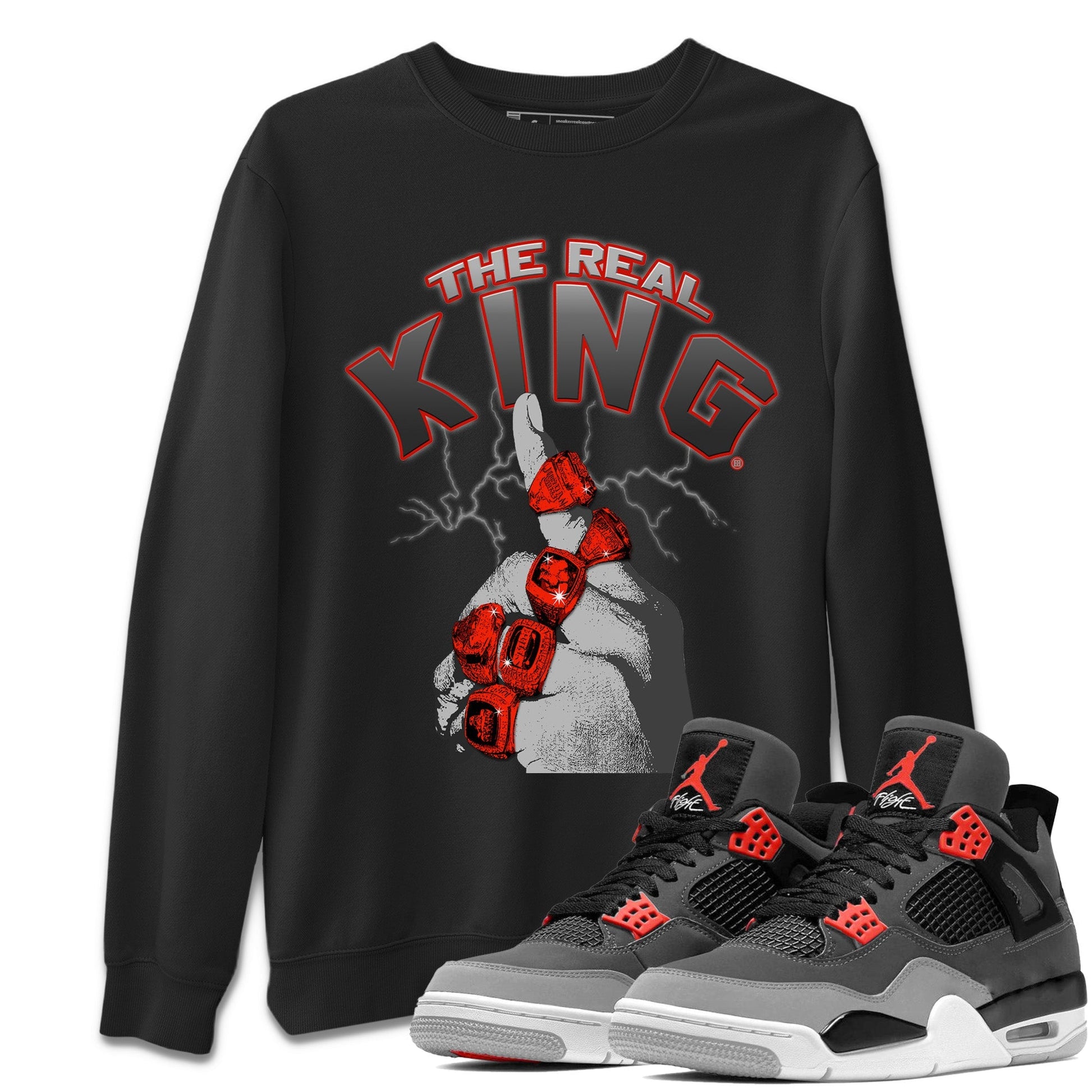Jordan 4 Infrared Sneaker Match Tees The Real King Sneaker Tees Jordan 4 Infrared Sneaker Release Tees Unisex Shirts