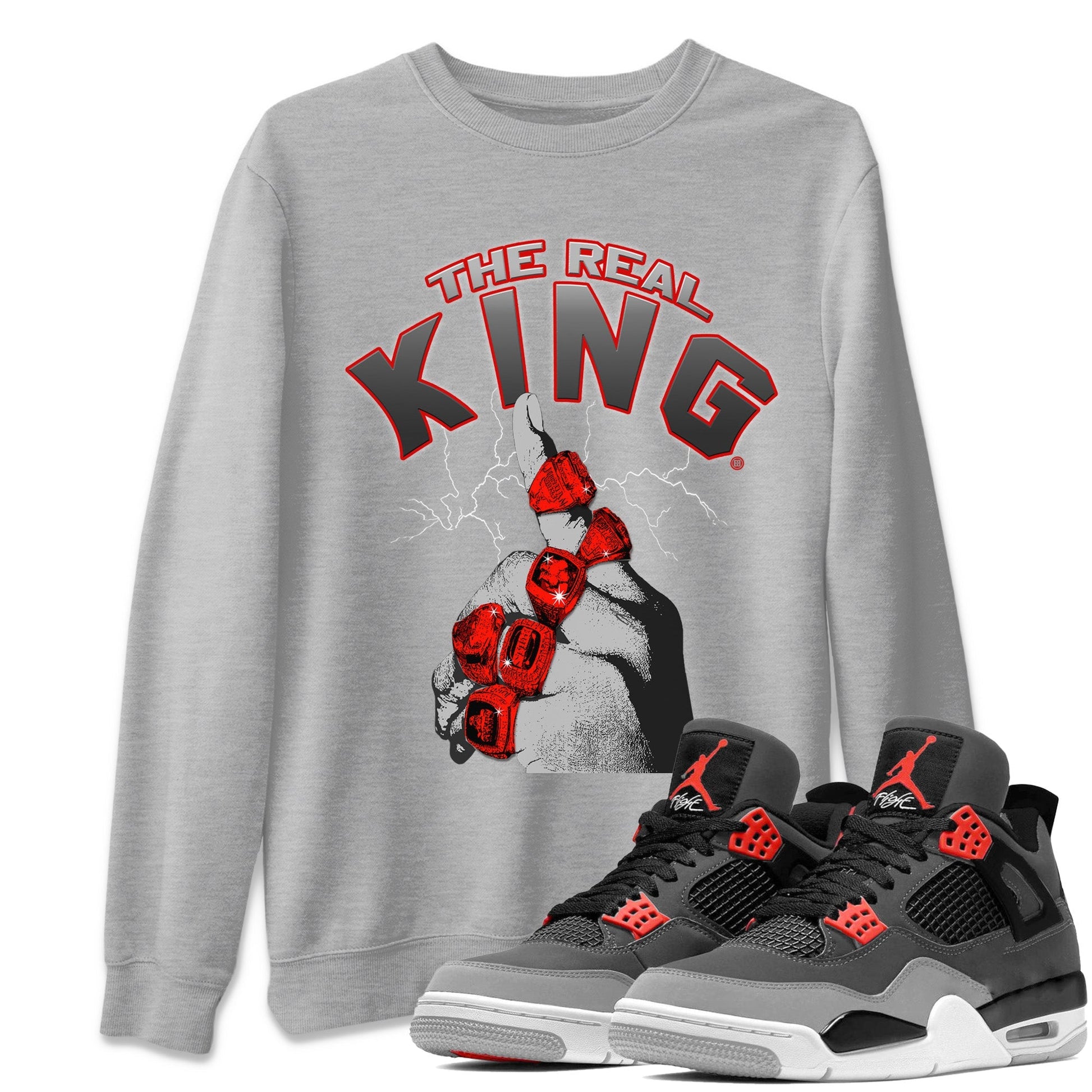 Jordan 4 Infrared Sneaker Match Tees The Real King Sneaker Tees Jordan 4 Infrared Sneaker Release Tees Unisex Shirts