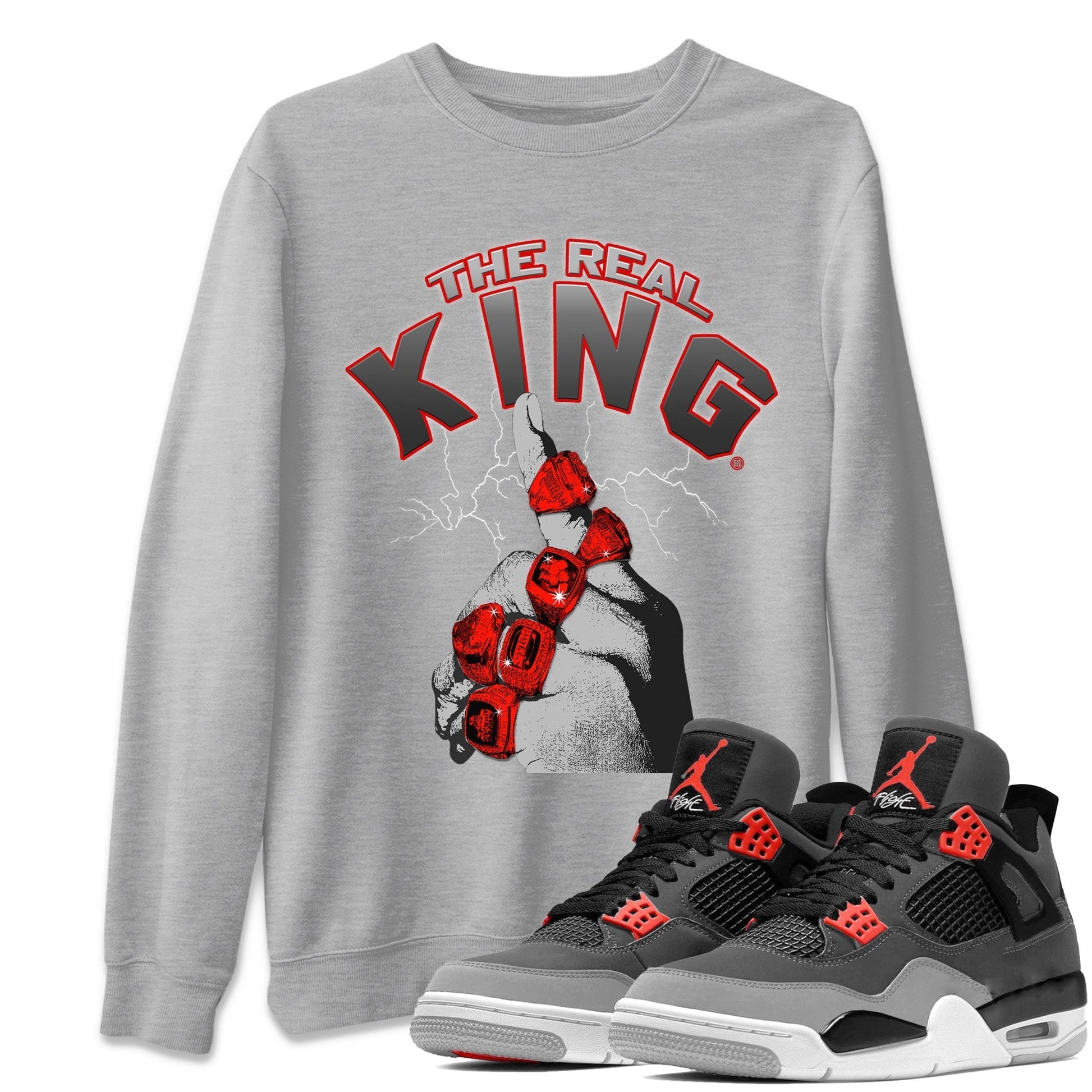 Jordan 4 Infrared Sneaker Match Tees The Real King Sneaker Tees Jordan 4 Infrared Sneaker Release Tees Unisex Shirts