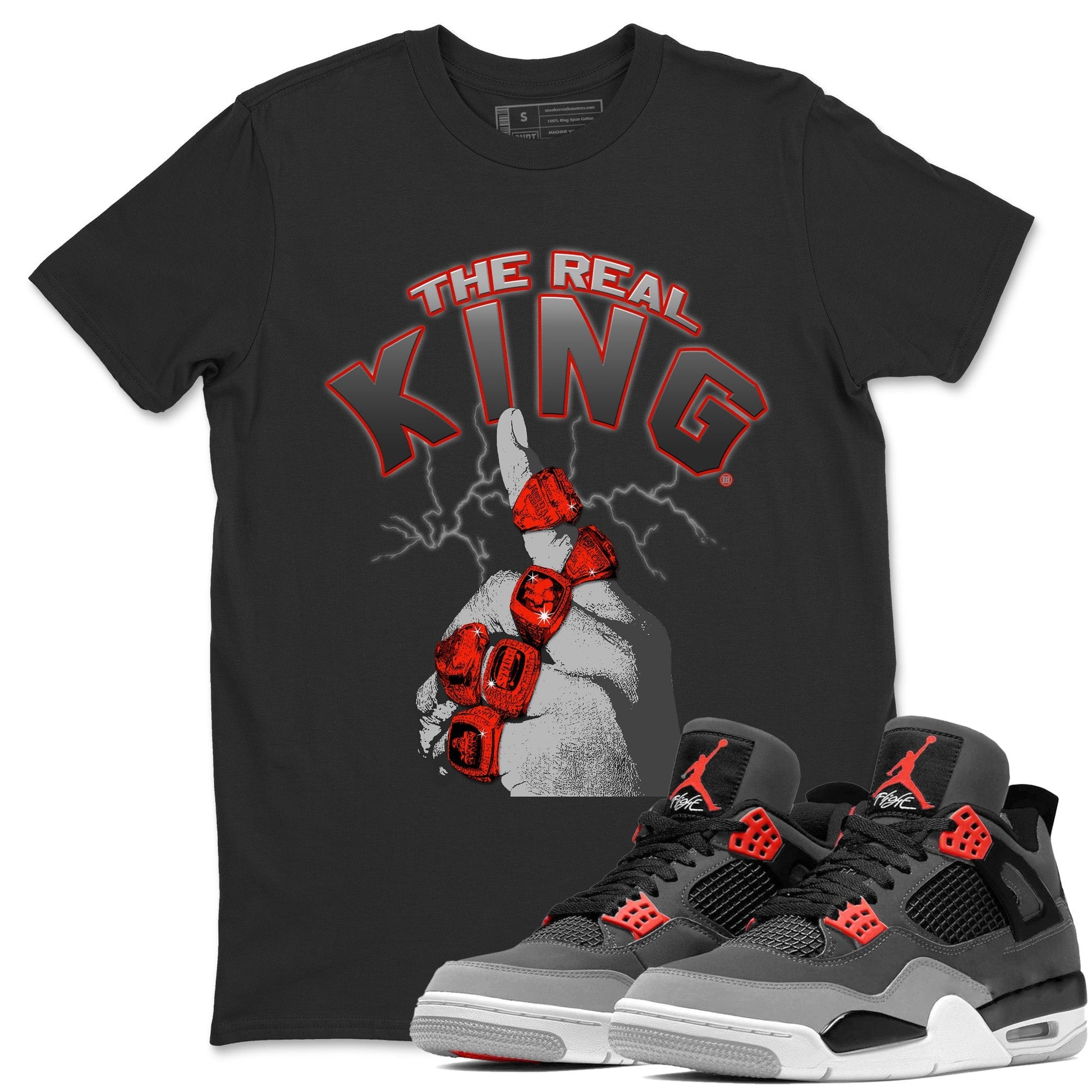 Jordan 4 Infrared Sneaker Match Tees The Real King Sneaker Tees Jordan 4 Infrared Sneaker Release Tees Unisex Shirts