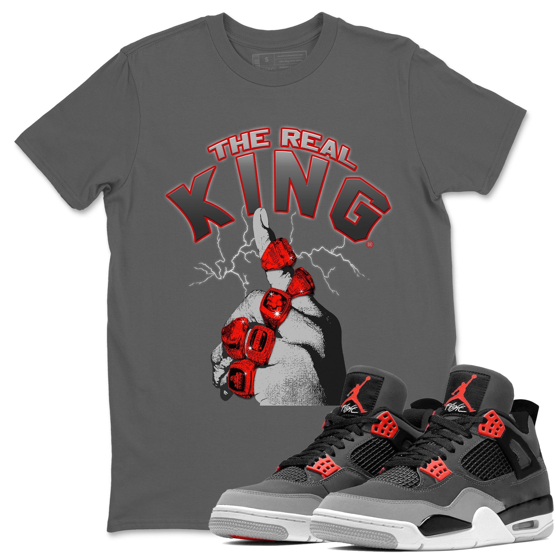 Jordan 4 Infrared Sneaker Match Tees The Real King Sneaker Tees Jordan 4 Infrared Sneaker Release Tees Unisex Shirts