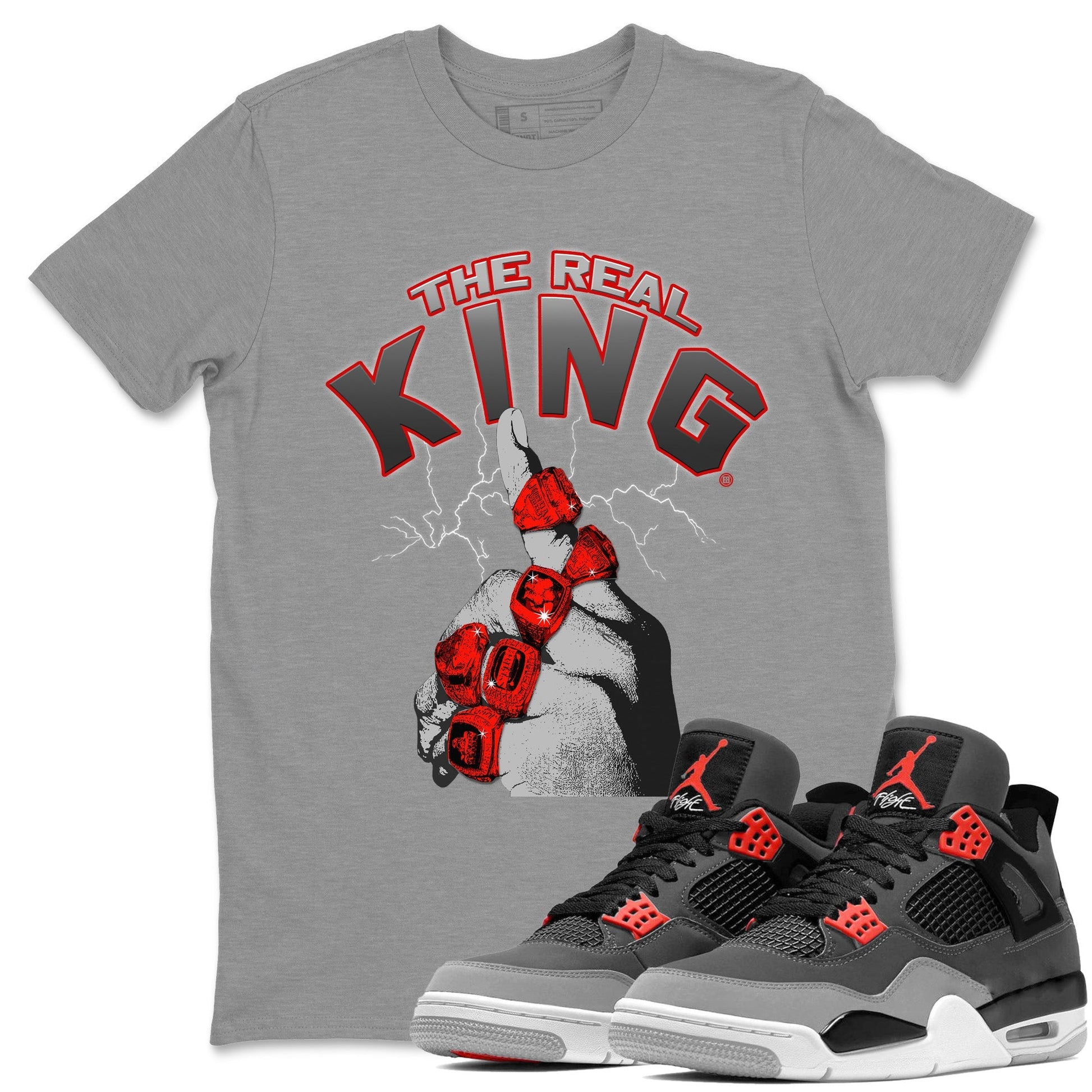 Jordan 4 Infrared Sneaker Match Tees The Real King Sneaker Tees Jordan 4 Infrared Sneaker Release Tees Unisex Shirts