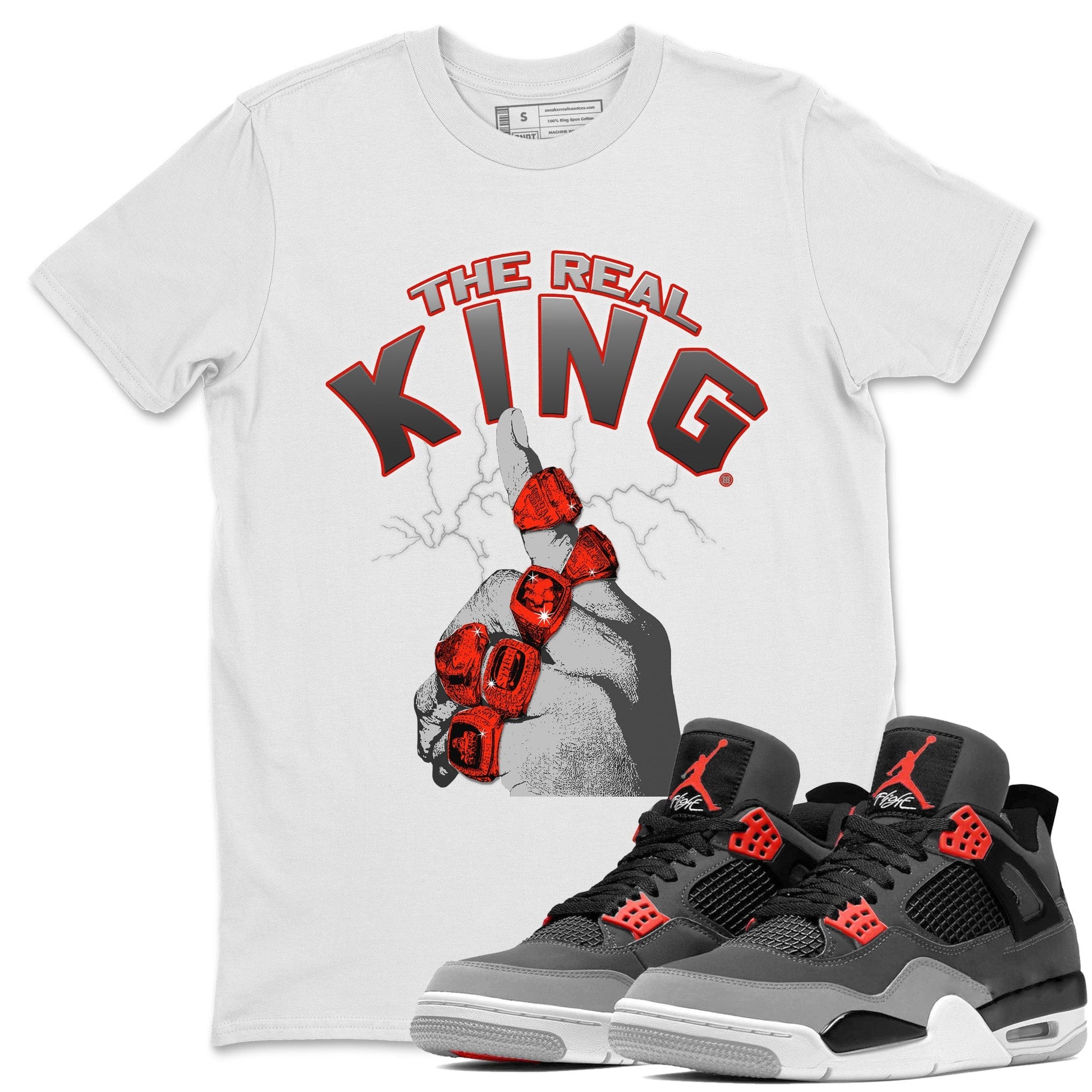 Jordan 4 Infrared Sneaker Match Tees The Real King Sneaker Tees Jordan 4 Infrared Sneaker Release Tees Unisex Shirts