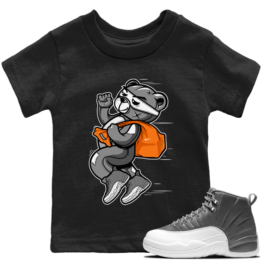 Jordan 12 Stealth Sneaker Match Tees Thief Bear Sneaker Tees Jordan 12 Stealth Sneaker Release Tees Kids Shirts