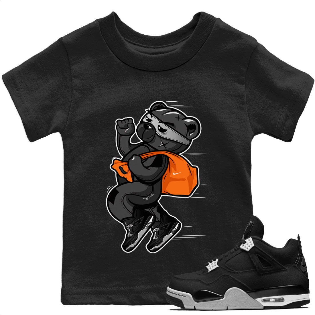 Jordan 4 Black Canvas Sneaker Match Tees Thief Bear Sneaker Tees Jordan 4 Black Canvas Sneaker Release Tees Kids Shirts