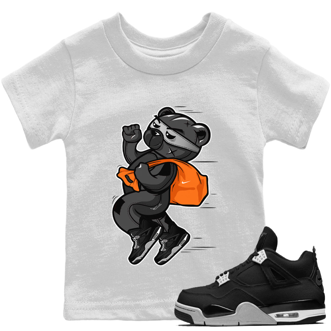 Jordan 4 Black Canvas Sneaker Match Tees Thief Bear Sneaker Tees Jordan 4 Black Canvas Sneaker Release Tees Kids Shirts