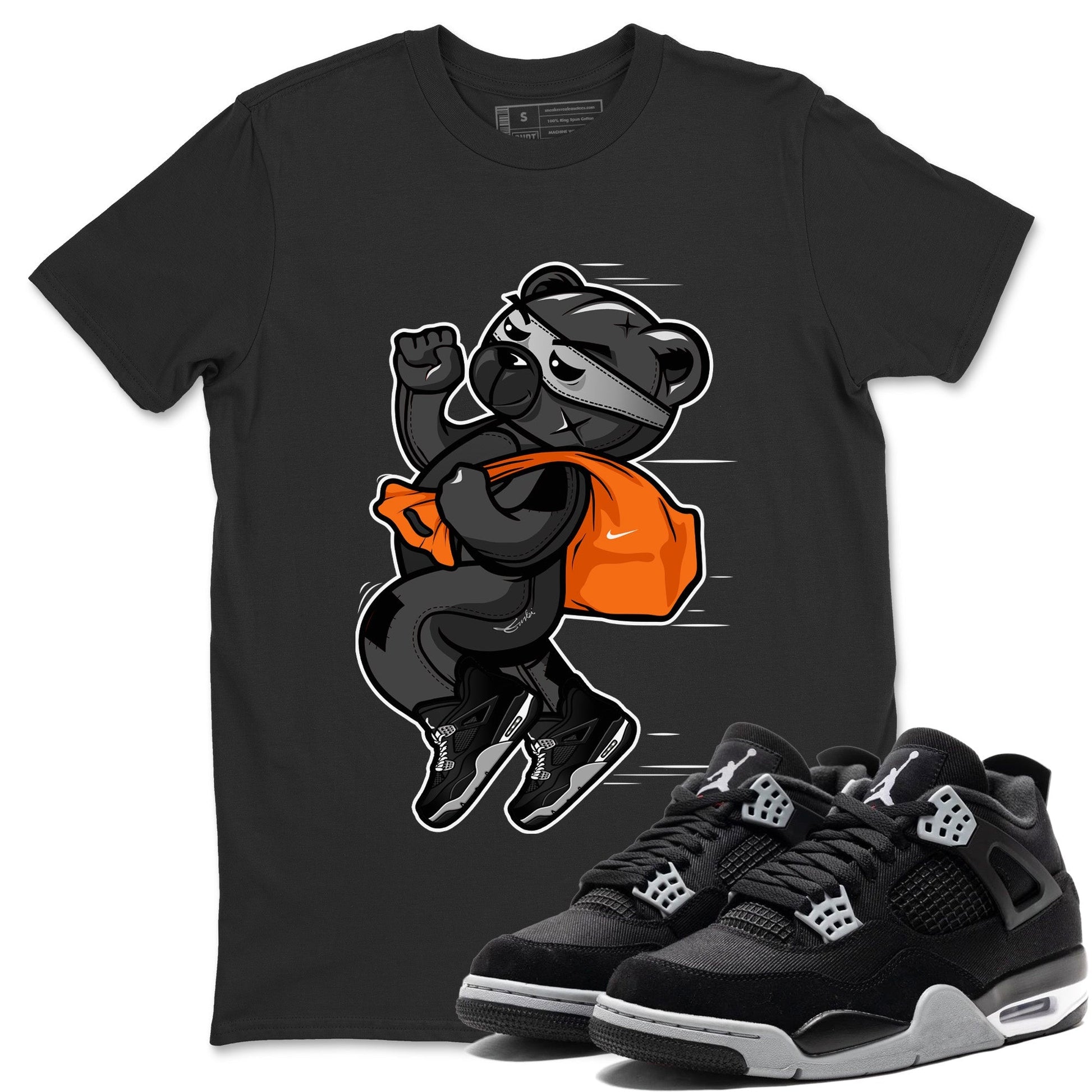 Jordan 4 Black Canvas Sneaker Match Tees Thief Bear Sneaker Tees Jordan 4 Black Canvas Sneaker Release Tees Unisex Shirts