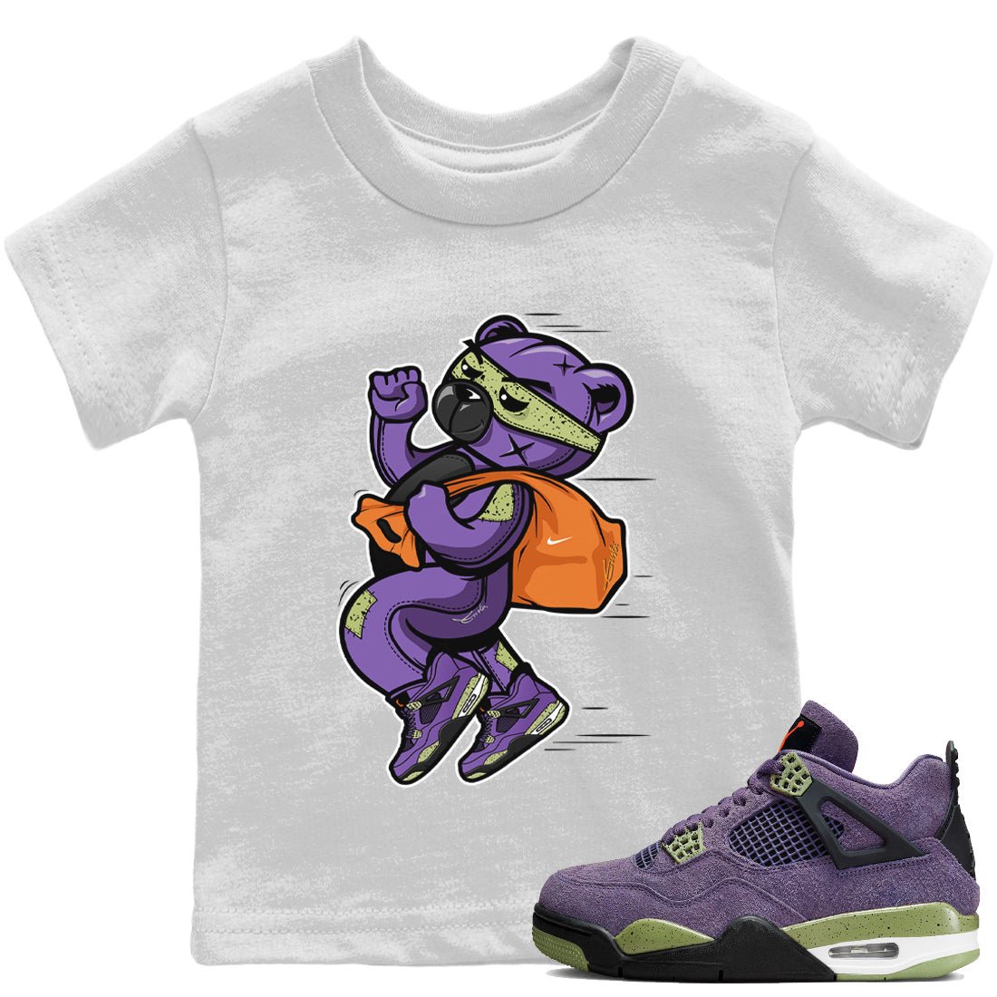 Jordan 4 Canyon Purple Sneaker Match Tees Thief Bear Sneaker Tees Jordan 4 Canyon Purple Sneaker Release Tees Kids Shirts