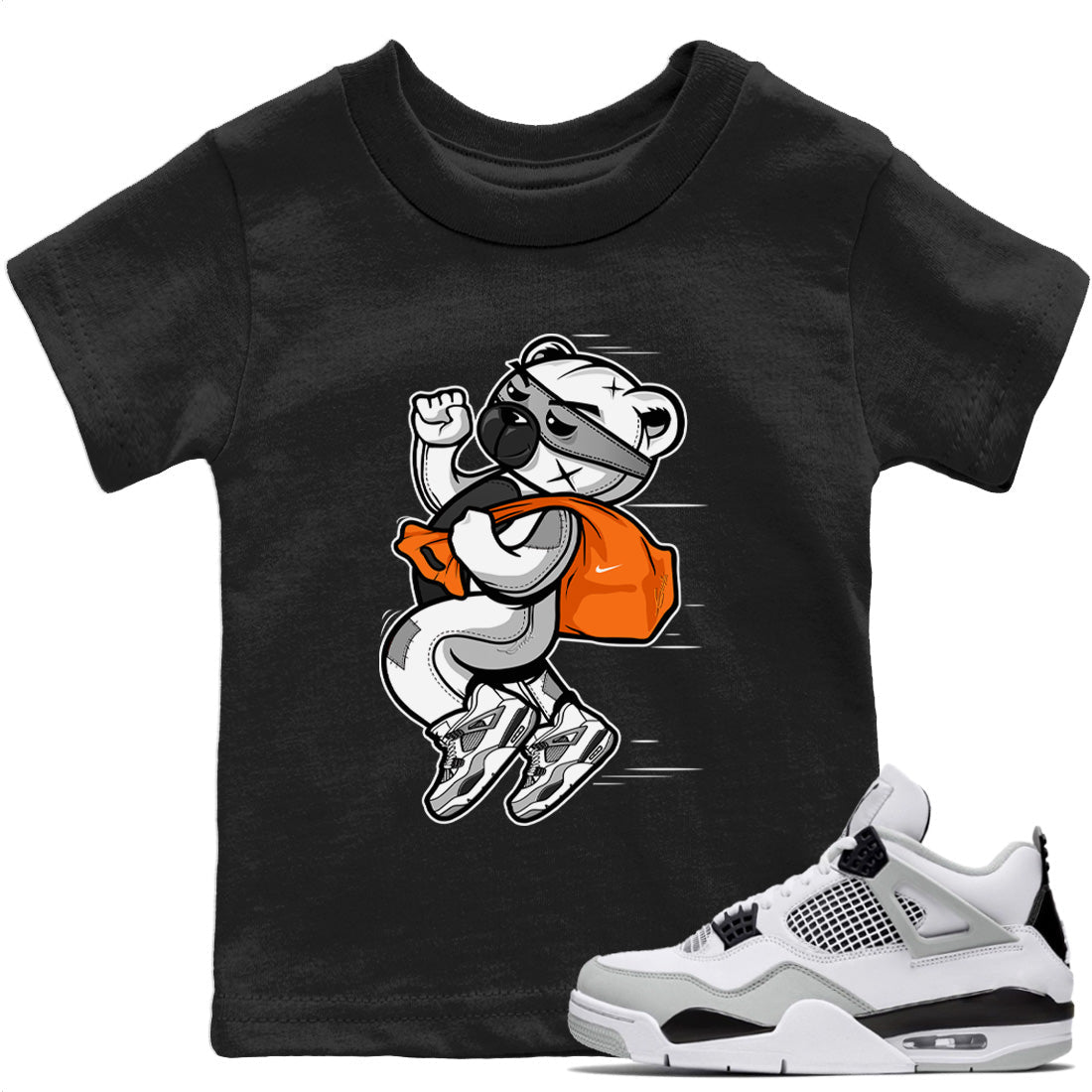 Jordan 4 Military Black Sneaker Match Tees Thief Bear Sneaker Tees Jordan 4 Military Black Sneaker Release Tees Kids Shirts