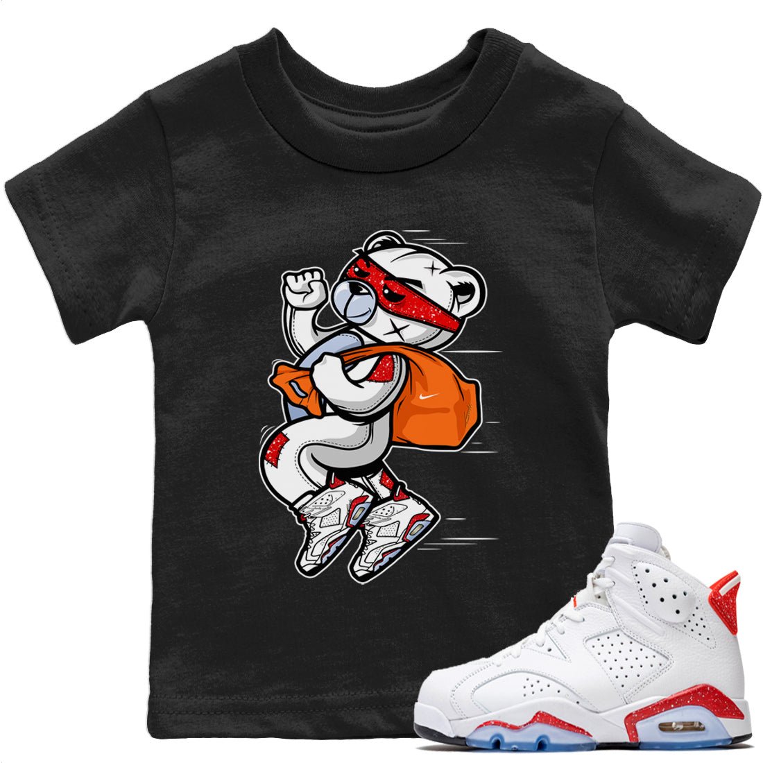 Jordan 6 Red Velvet Cookies Sneaker Match Tees Thief Bear Sneaker Tees Jordan 6 Red Velvet Cookies Sneaker Release Tees Kids Shirts