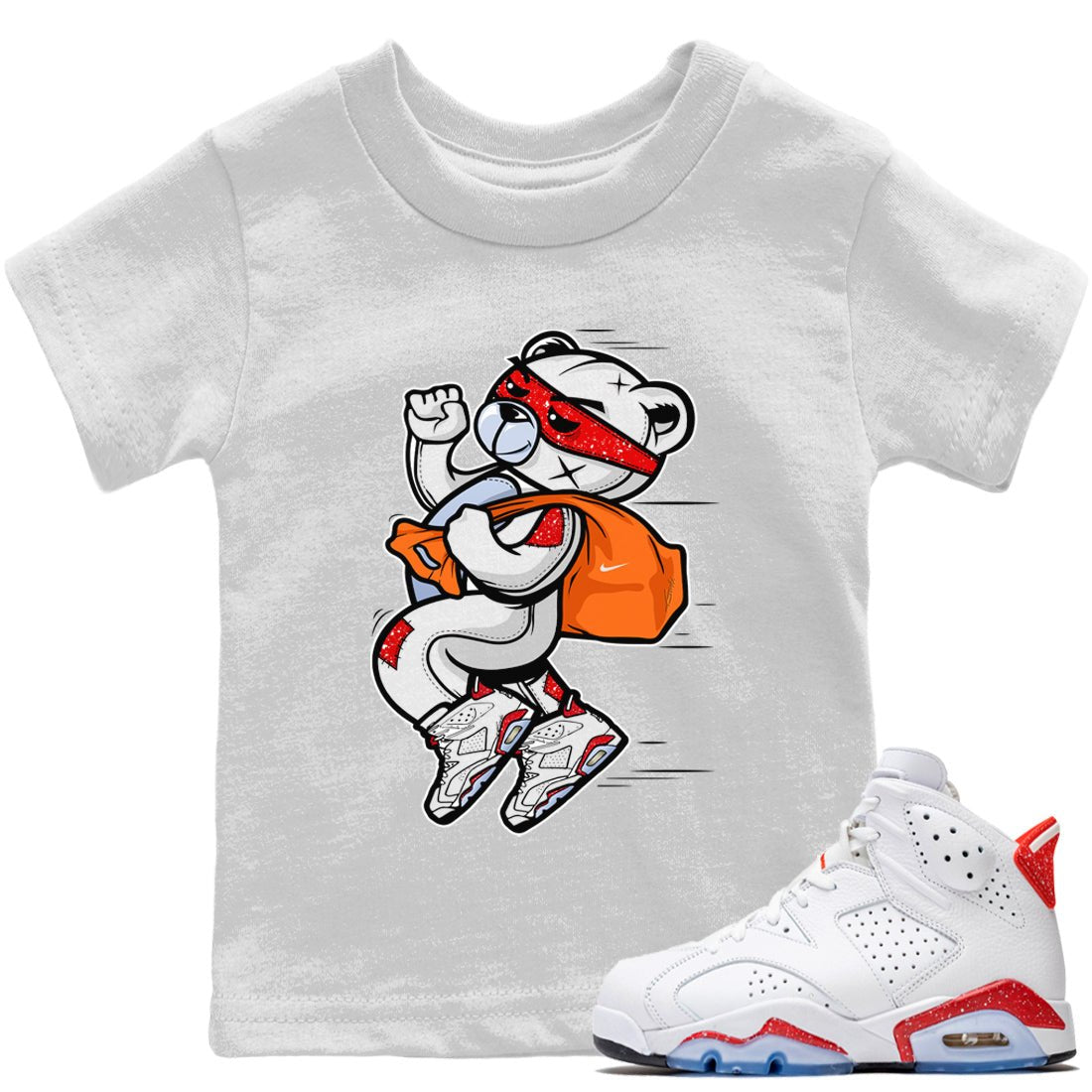 Jordan 6 Red Velvet Cookies Sneaker Match Tees Thief Bear Sneaker Tees Jordan 6 Red Velvet Cookies Sneaker Release Tees Kids Shirts