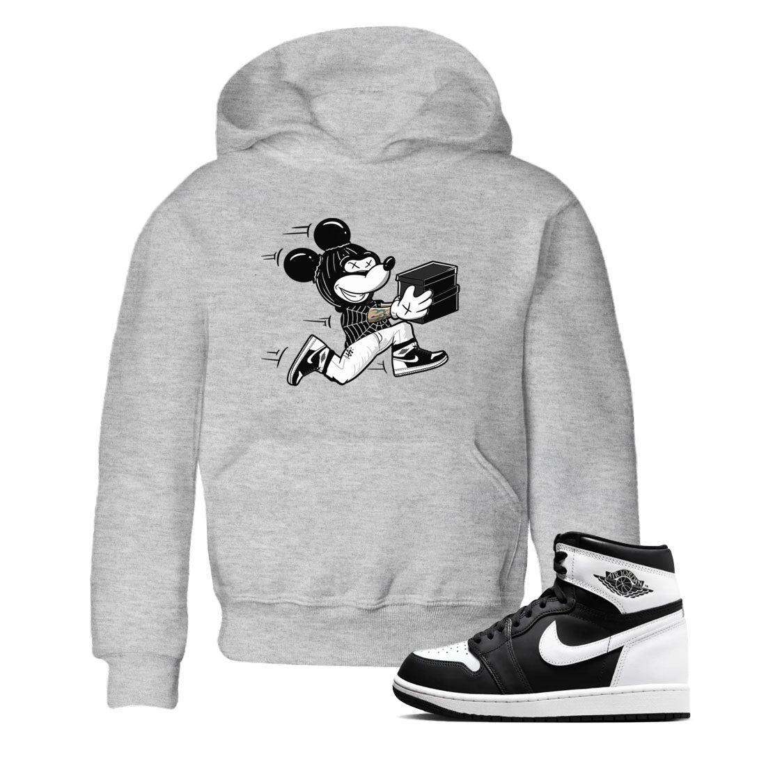 Air Jordan 1 High OG Black White shirt to match jordans Thief Mouse sneaker tees 1s Black White SNRT Sneaker Release Tees Streetwear baby toddler Heather Grey 1 cotton Shirt