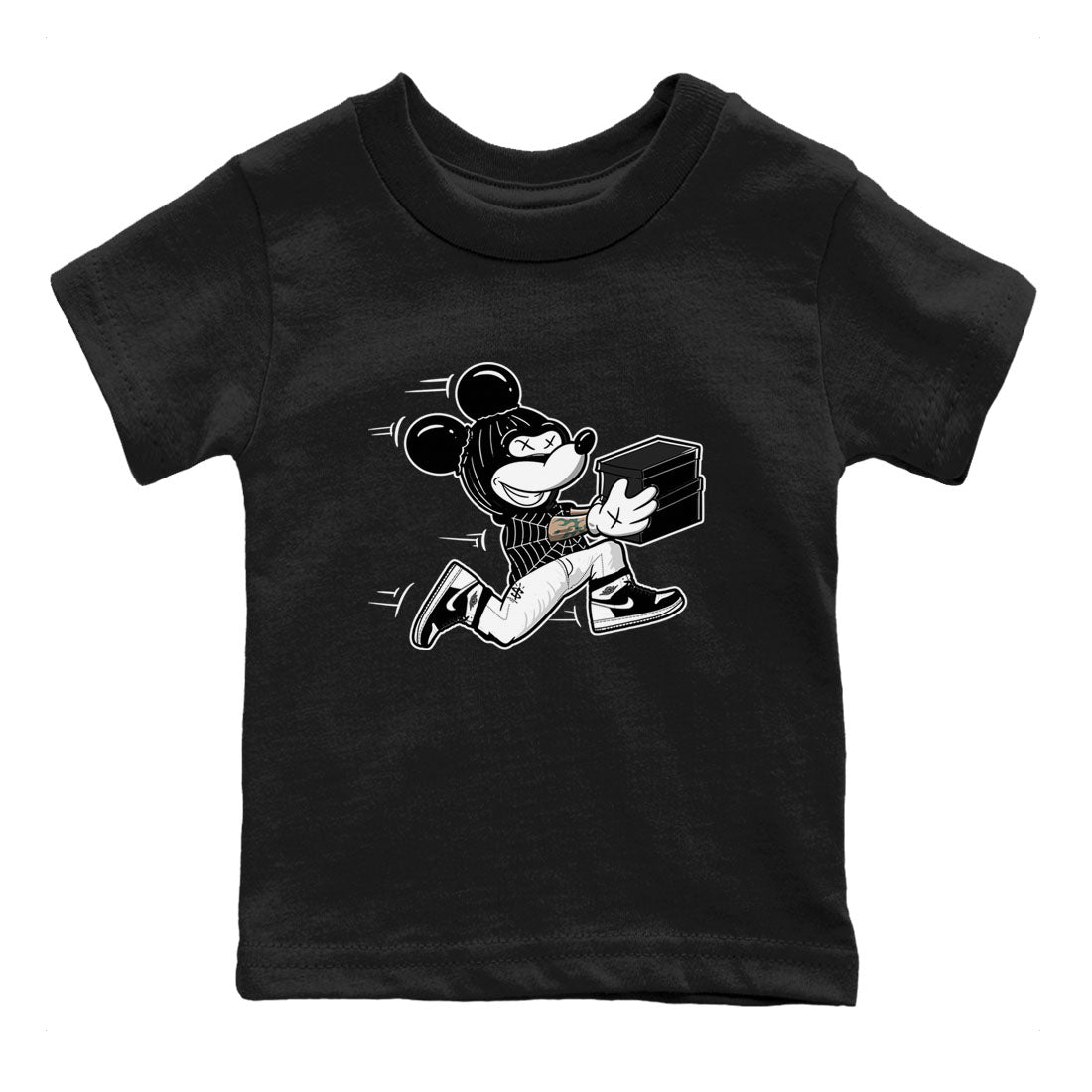 Air Jordan 1 High OG Black White shirt to match jordans Thief Mouse sneaker tees 1s Black White SNRT Sneaker Release Tees Streetwear baby toddler Black 2 cotton Shirt