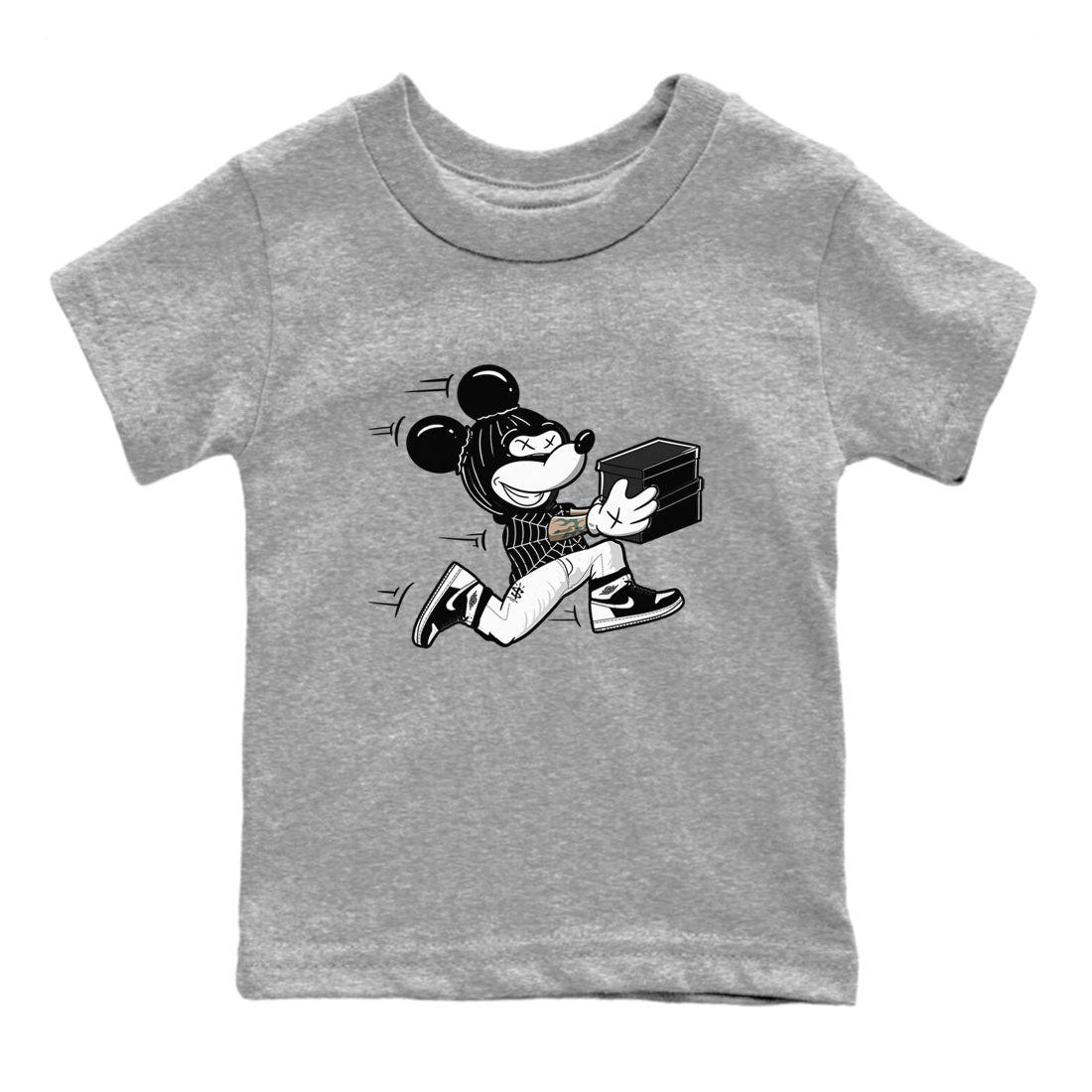Air Jordan 1 High OG Black White shirt to match jordans Thief Mouse sneaker tees 1s Black White SNRT Sneaker Release Tees Streetwear baby toddler Heather Grey 2 cotton Shirt