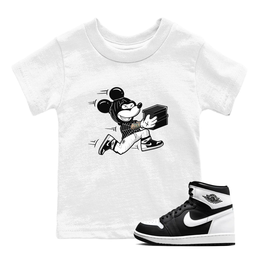 Air Jordan 1 High OG Black White shirt to match jordans Thief Mouse sneaker tees 1s Black White SNRT Sneaker Release Tees Streetwear baby toddler White 1 cotton Shirt