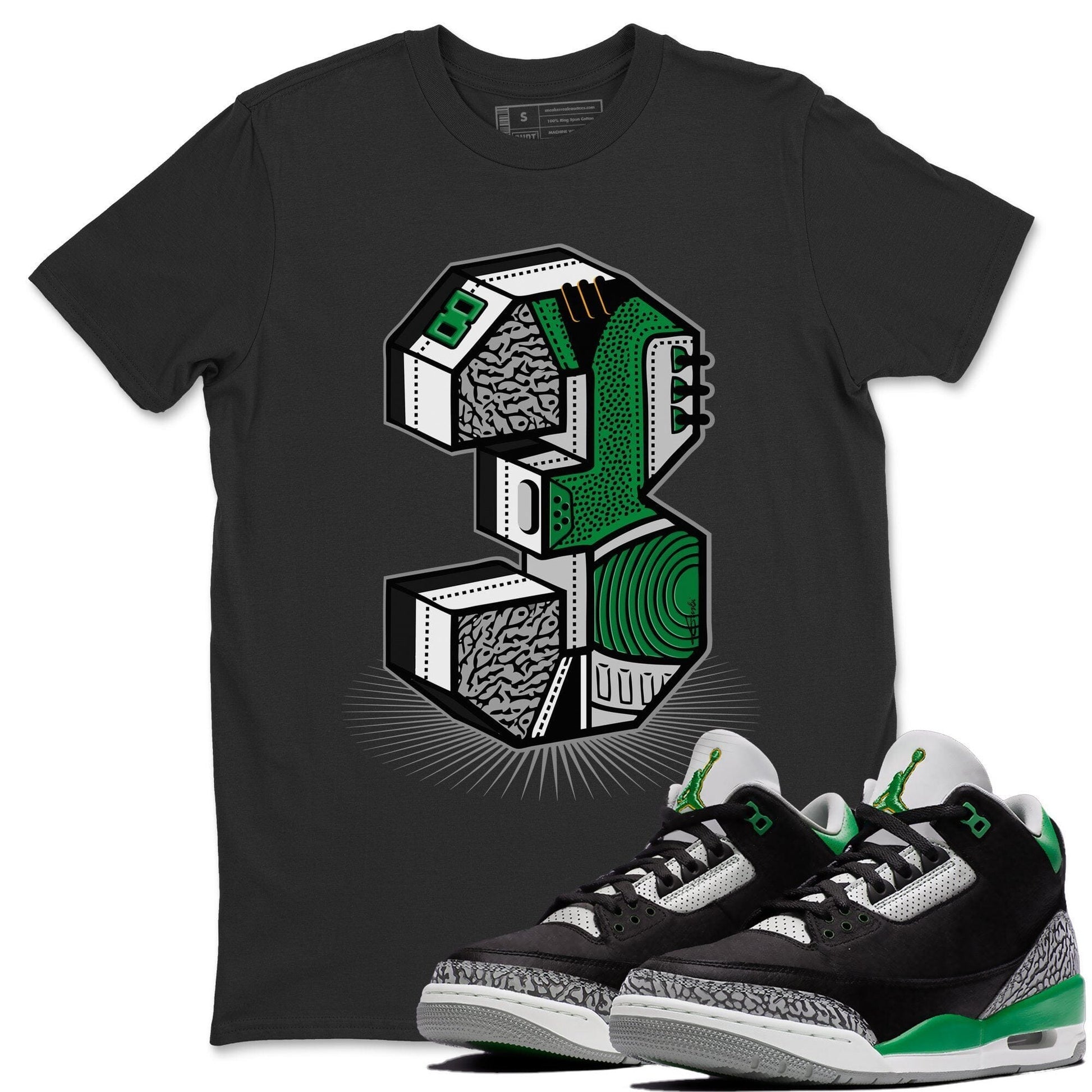 Jordan 3 Pine Green Sneaker Match Tees Three Statue Sneaker Tees Jordan 3 Pine Green Sneaker Release Tees Unisex Shirts
