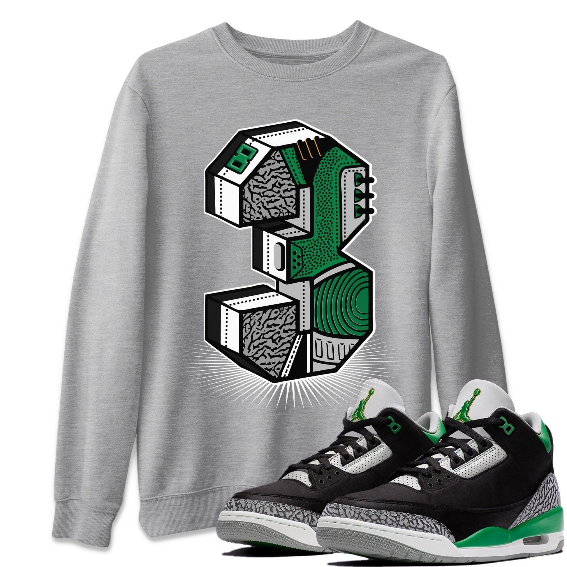 Jordan 3 Pine Green Sneaker Match Tees Three Statue Sneaker Tees Jordan 3 Pine Green Sneaker Release Tees Unisex Shirts