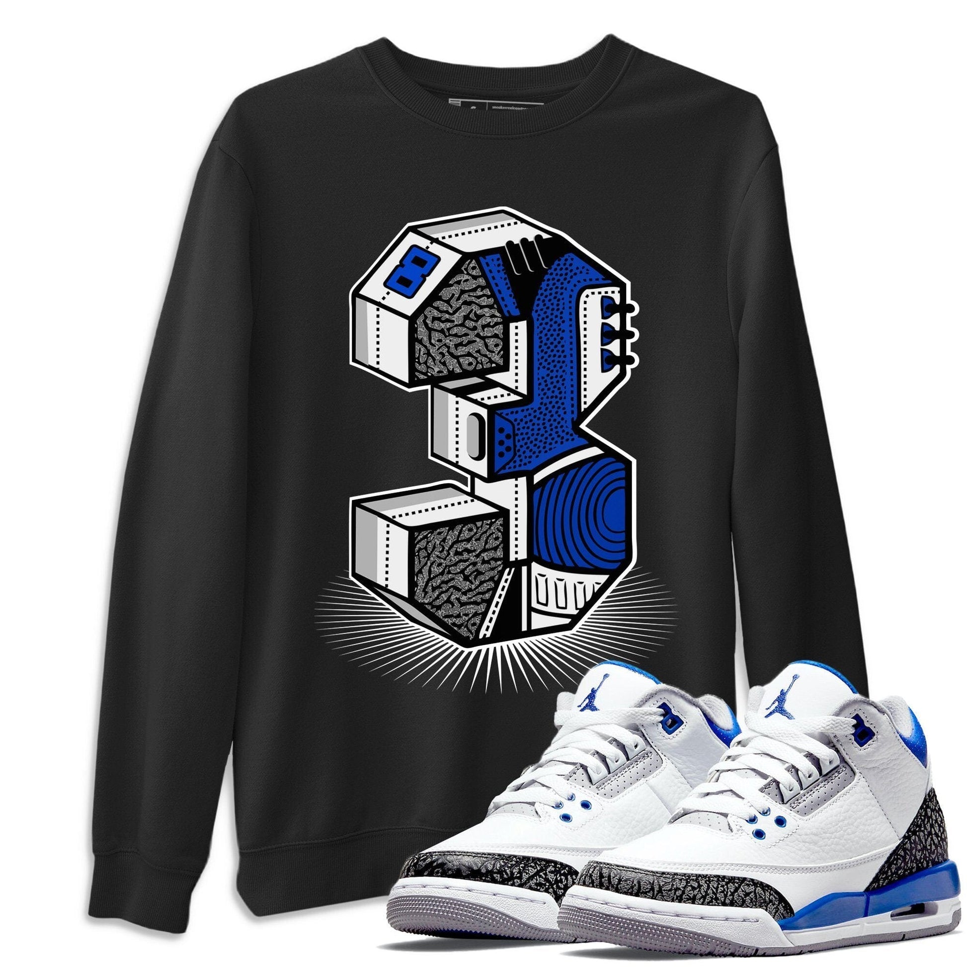 Jordan 3 Racer Blue Sneaker Match Tees Three Statue Sneaker Tees Jordan 3 Racer Blue Sneaker Release Tees Unisex Shirts