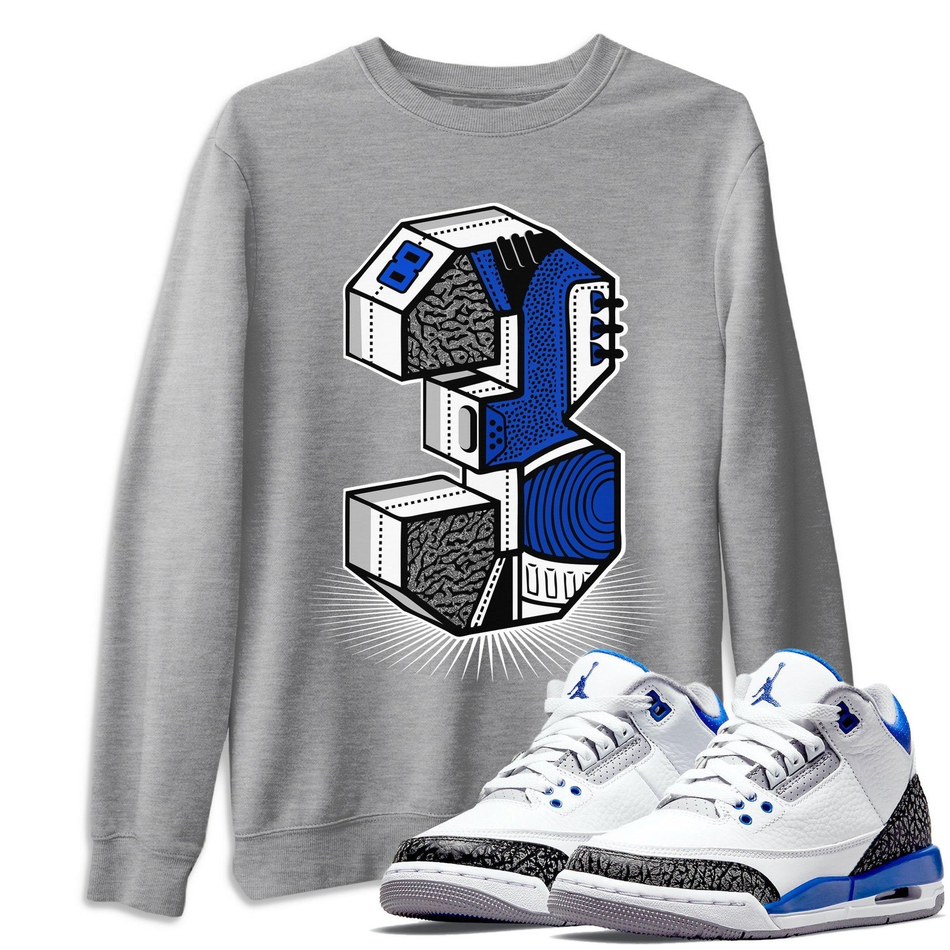 Jordan 3 Racer Blue Sneaker Match Tees Three Statue Sneaker Tees Jordan 3 Racer Blue Sneaker Release Tees Unisex Shirts