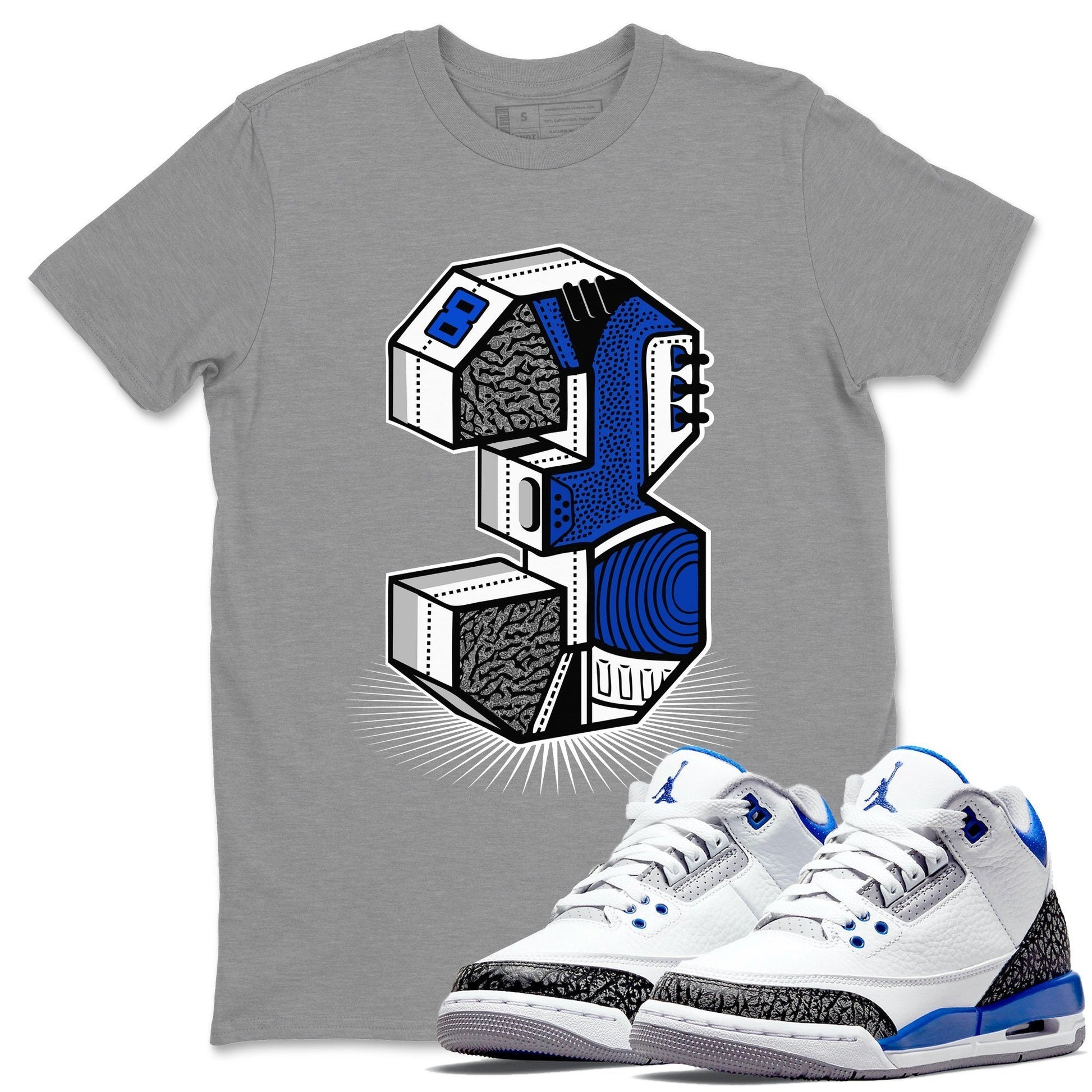 Jordan 3 Racer Blue Sneaker Match Tees Three Statue Sneaker Tees Jordan 3 Racer Blue Sneaker Release Tees Unisex Shirts