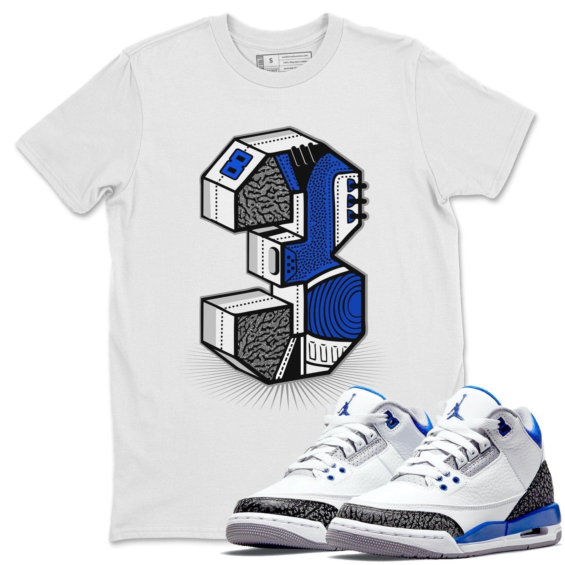 Jordan 3 Racer Blue Sneaker Match Tees Three Statue Sneaker Tees Jordan 3 Racer Blue Sneaker Release Tees Unisex Shirts