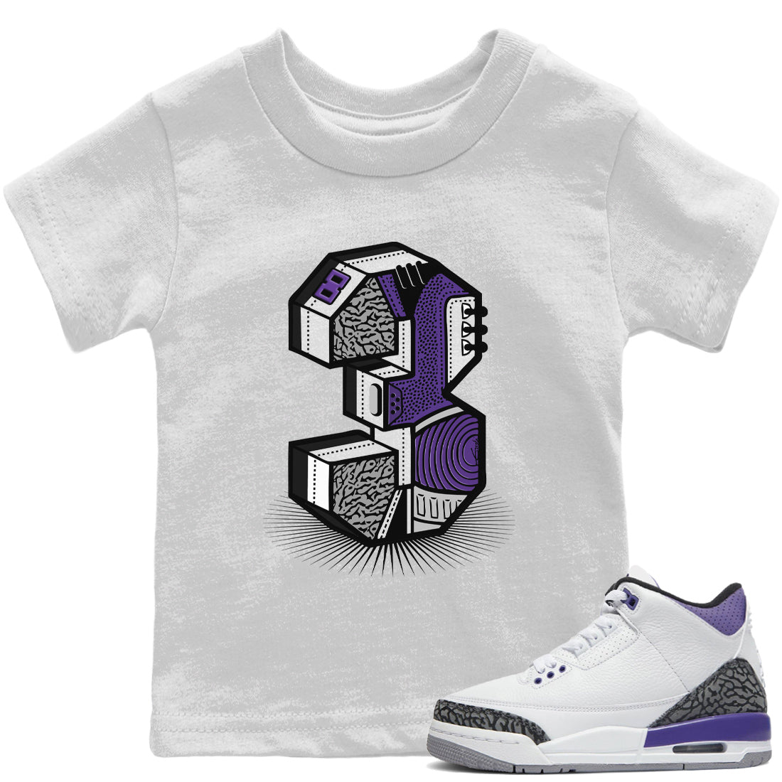 Jordan 3 Dark Iris Sneaker Match Tees Three Statue Sneaker Tees Jordan 3 Dark Iris Sneaker Release Tees Kids Shirts