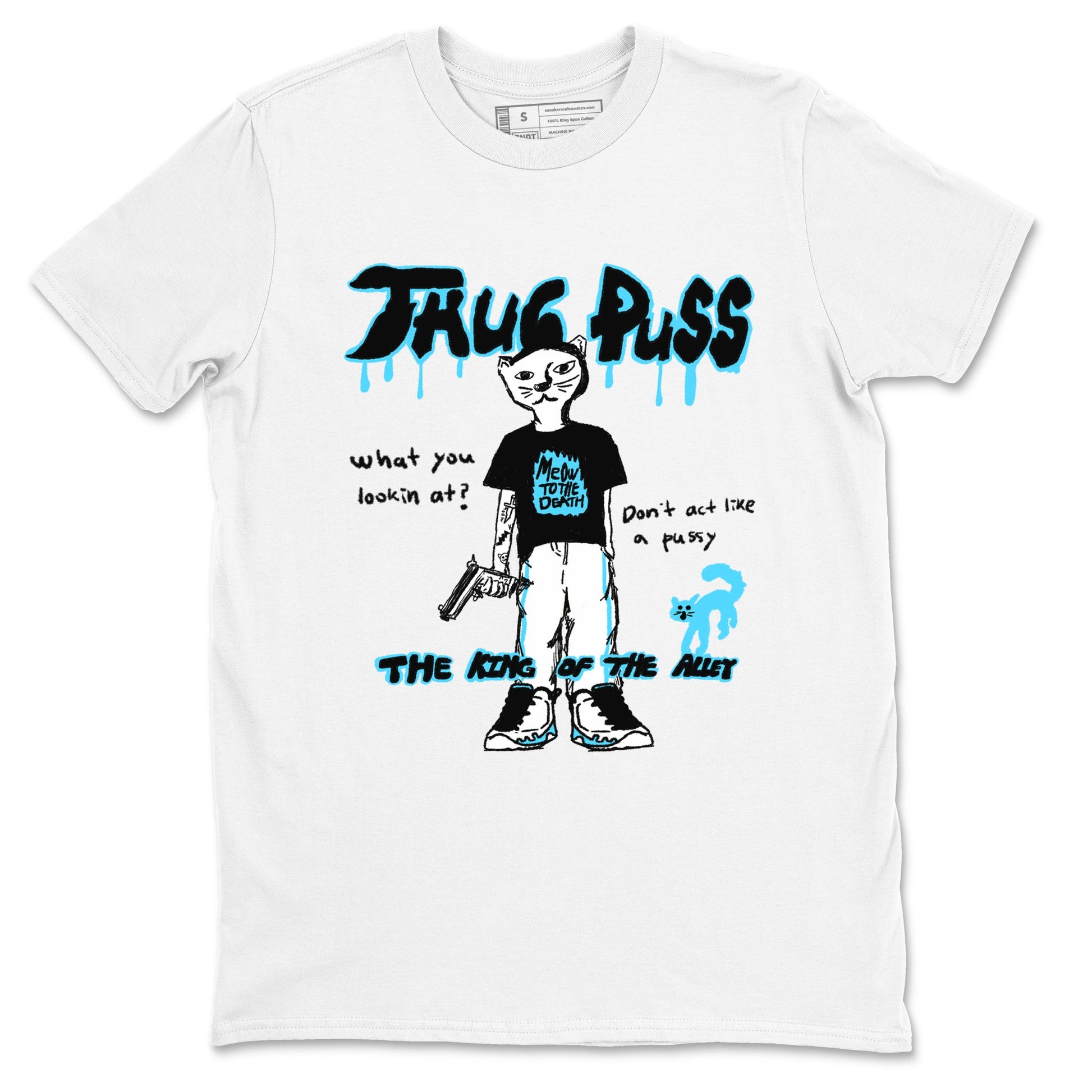9s Powder Blue shirt to match jordans Thug Puss sneaker tees Air Jordan 9 Powder Blue SNRT Sneaker Release Tees unisex cotton White 2 crew neck shirt