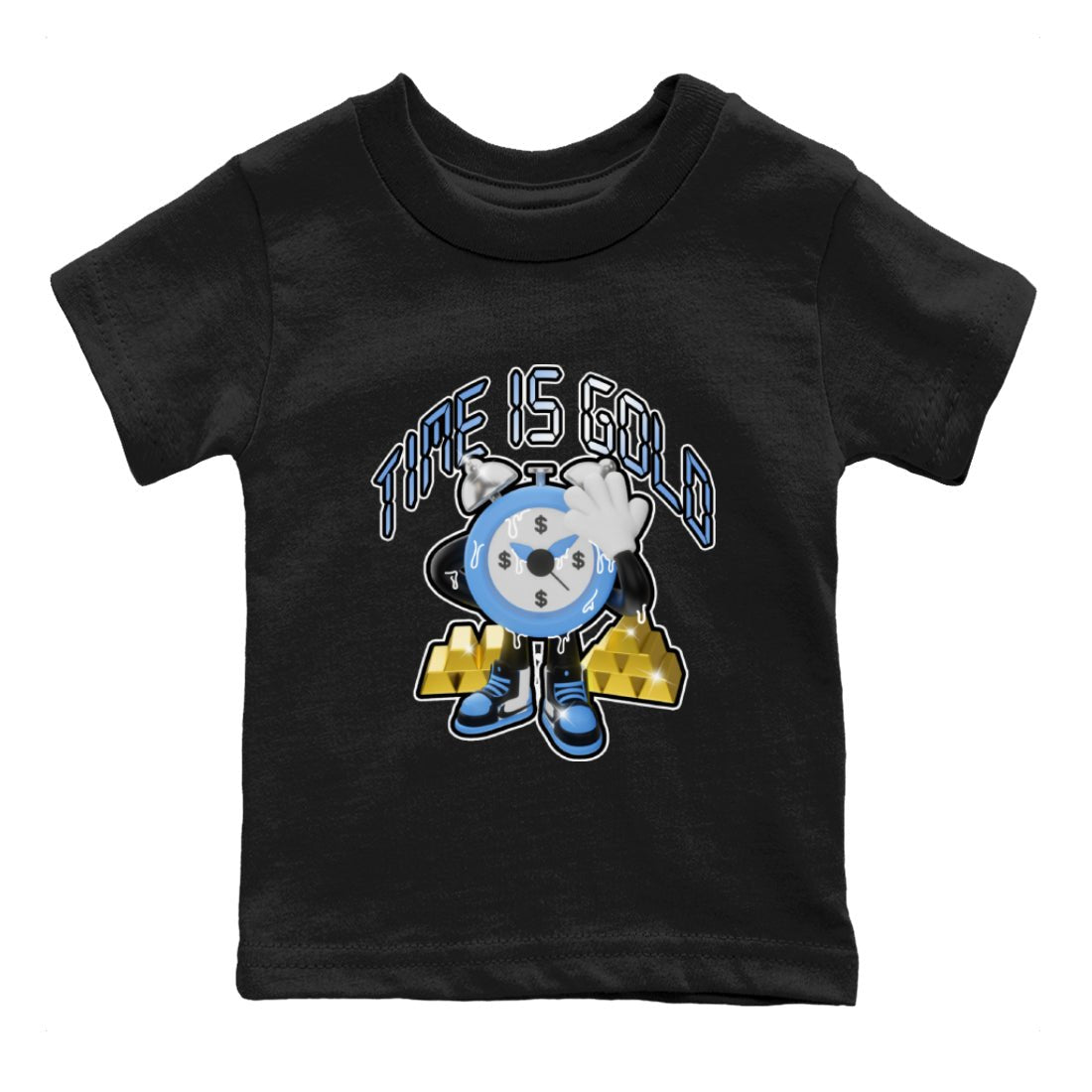 Air Jordan 1 UNC Toe shirt to match jordans Time Is Gold sneaker tees AJ1 UNC Toe SNRT Sneaker Release Tees Baby Toddler Black 2 T-Shirt