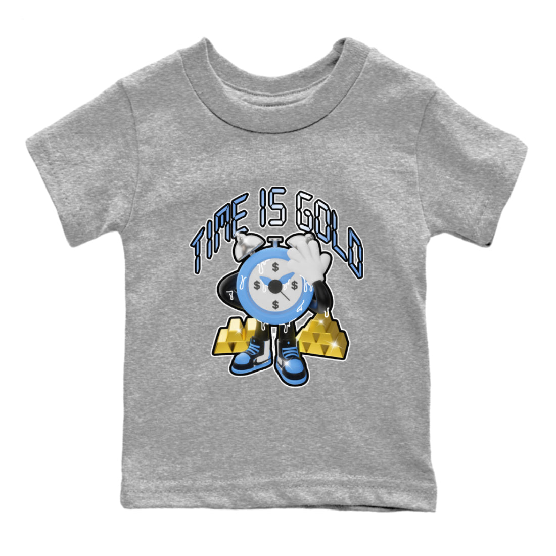 Air Jordan 1 UNC Toe shirt to match jordans Time Is Gold sneaker tees AJ1 UNC Toe SNRT Sneaker Release Tees Baby Toddler Heather Grey 2 T-Shirt