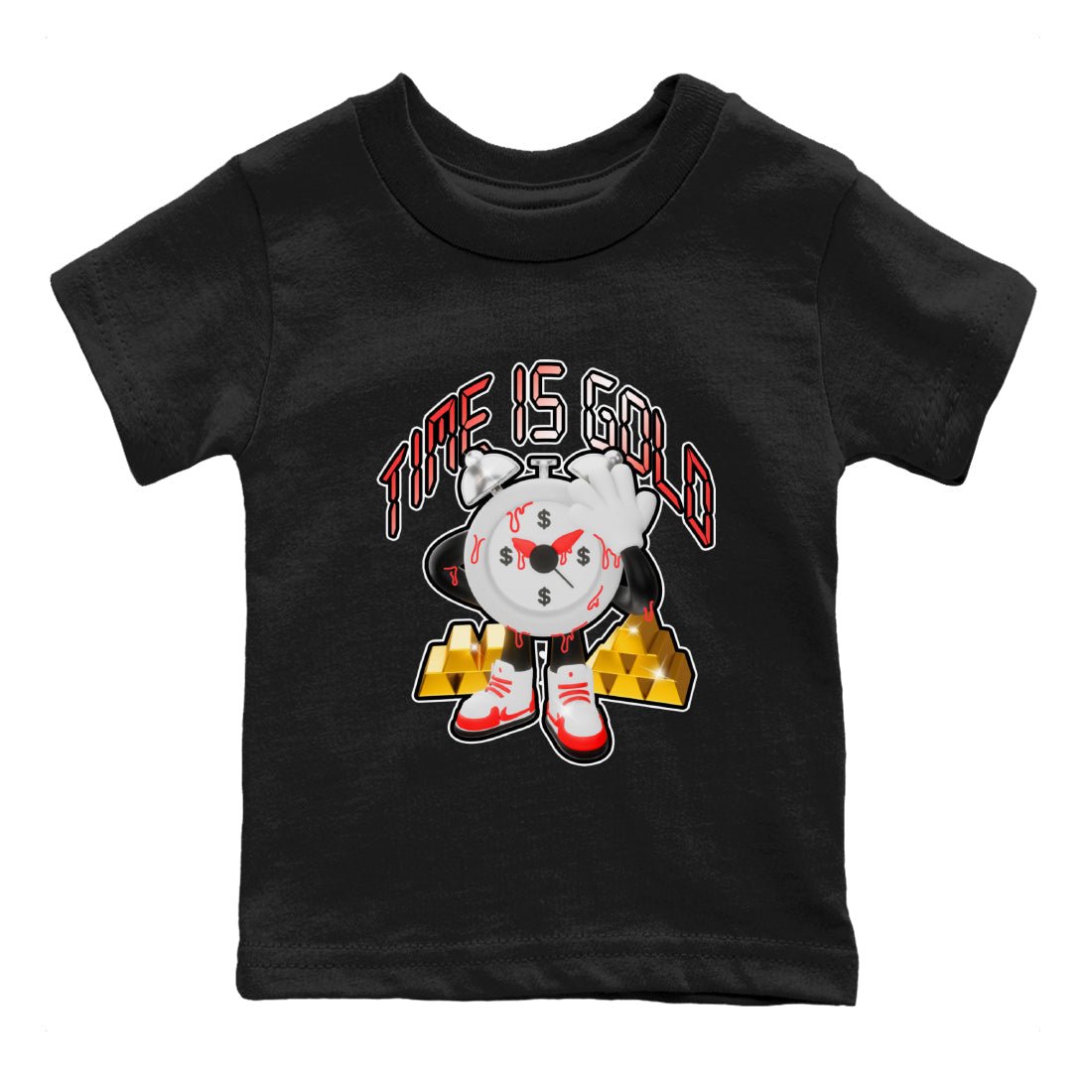 Air Jordan 7 White Infrared shirt to match jordans Time Is Gold sneaker tees AJ7 White Infrared SNRT Sneaker Release Tees Baby Toddler Black 2 T-Shirt