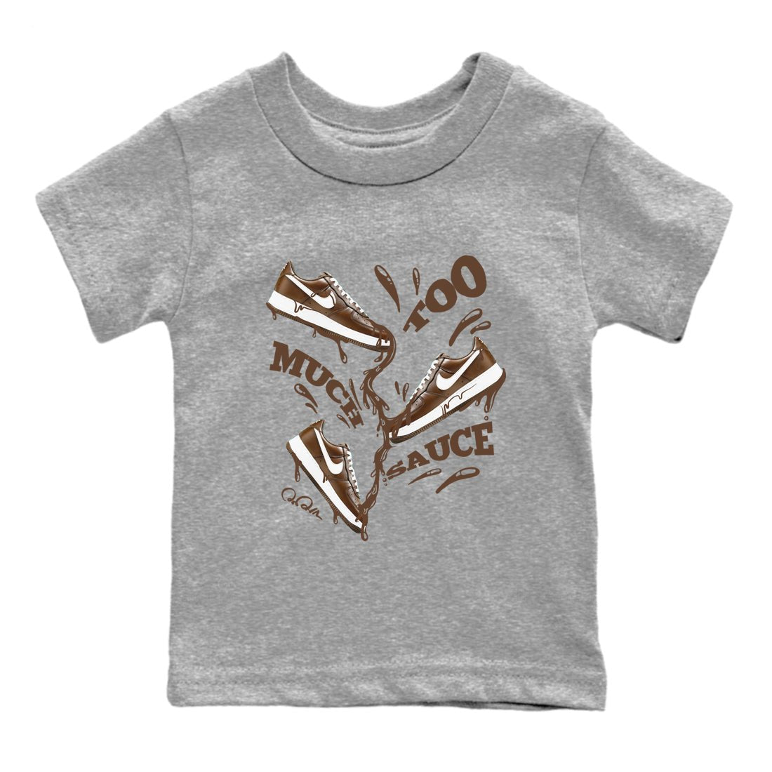 Air Force Low Chocolate shirt to match jordans Too Much Sauce sneaker tees chocolate Nike Air Force Low Chocolate SNRT Sneaker Release Tees Baby Toddler Heather Grey 2 T-Shirt