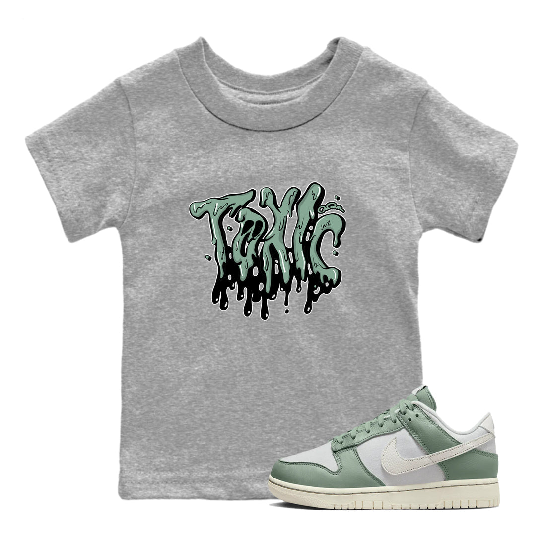 Dunk Mica Green Sneaker Match Tees Toxic Sneaker Tees Dunk Low Mica Green Sneaker Release Tees Kids Shirts Heather Grey 1