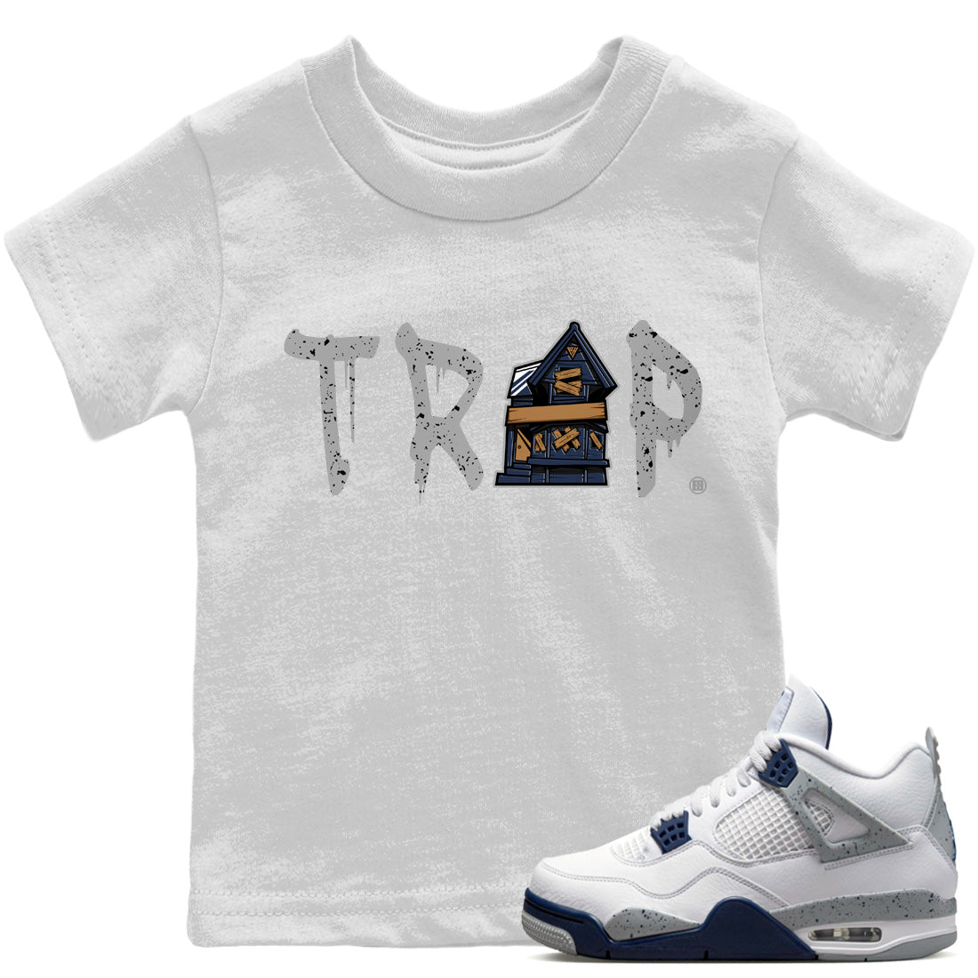 Jordan 4 Midnight Navy Sneaker Match Tees Trap House Sneaker Tees Jordan 4 Midnight Navy Sneaker Release Tees Kids Shirts