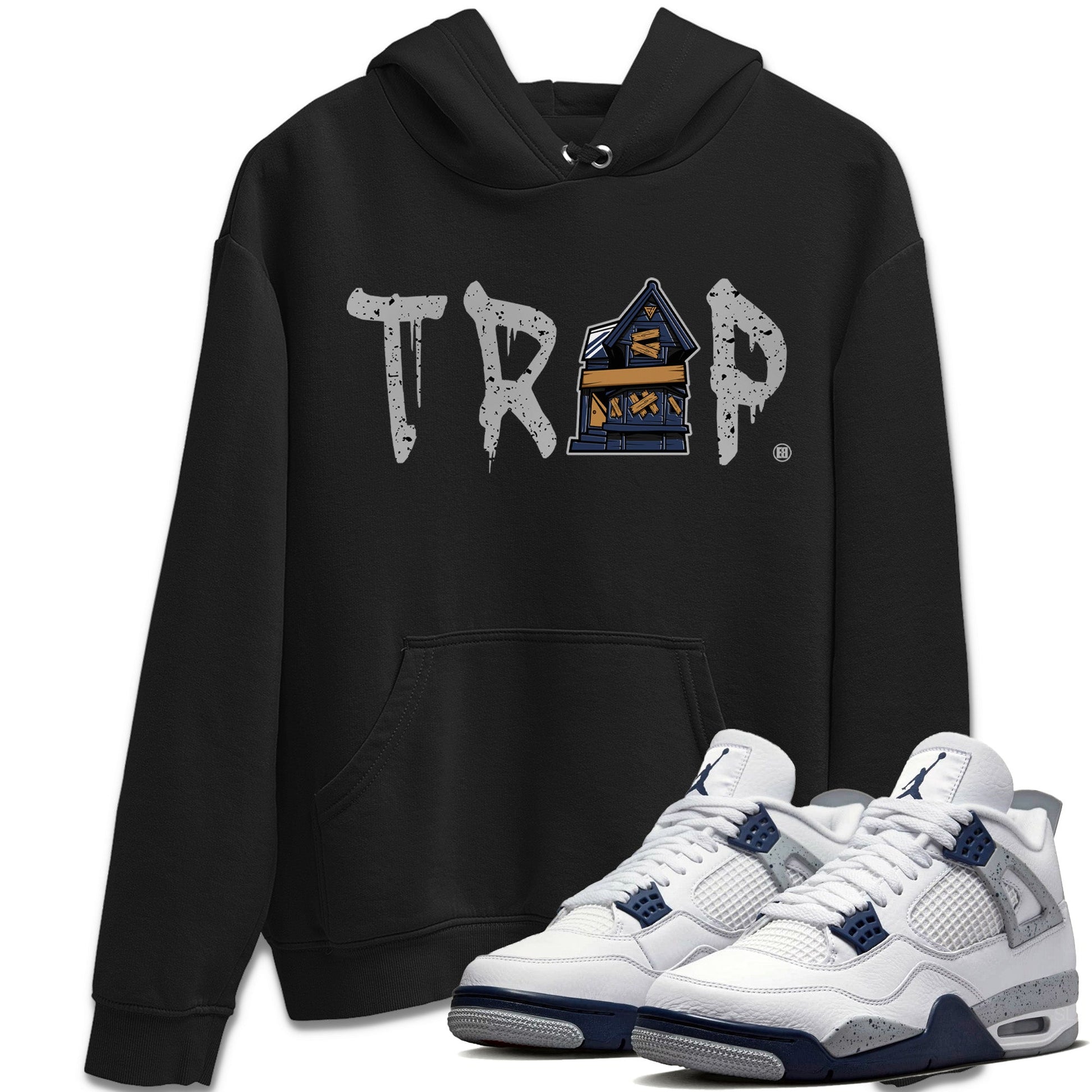Jordan 4 Midnight Navy Sneaker Match Tees Trap House Sneaker Tees Jordan 4 Midnight Navy Sneaker Release Tees Unisex Shirts
