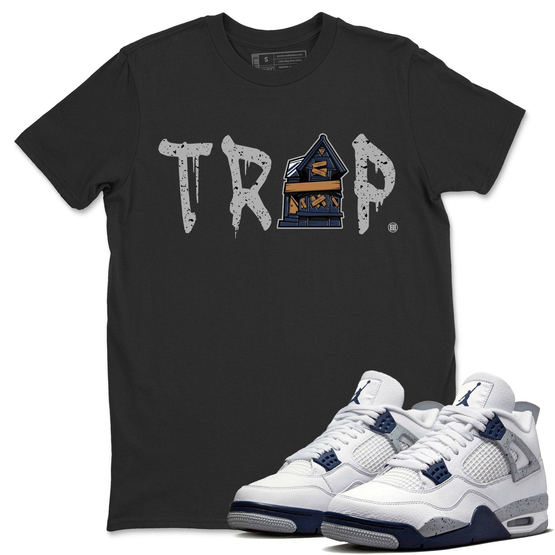 Jordan 4 Midnight Navy Sneaker Match Tees Trap House Sneaker Tees Jordan 4 Midnight Navy Sneaker Release Tees Unisex Shirts