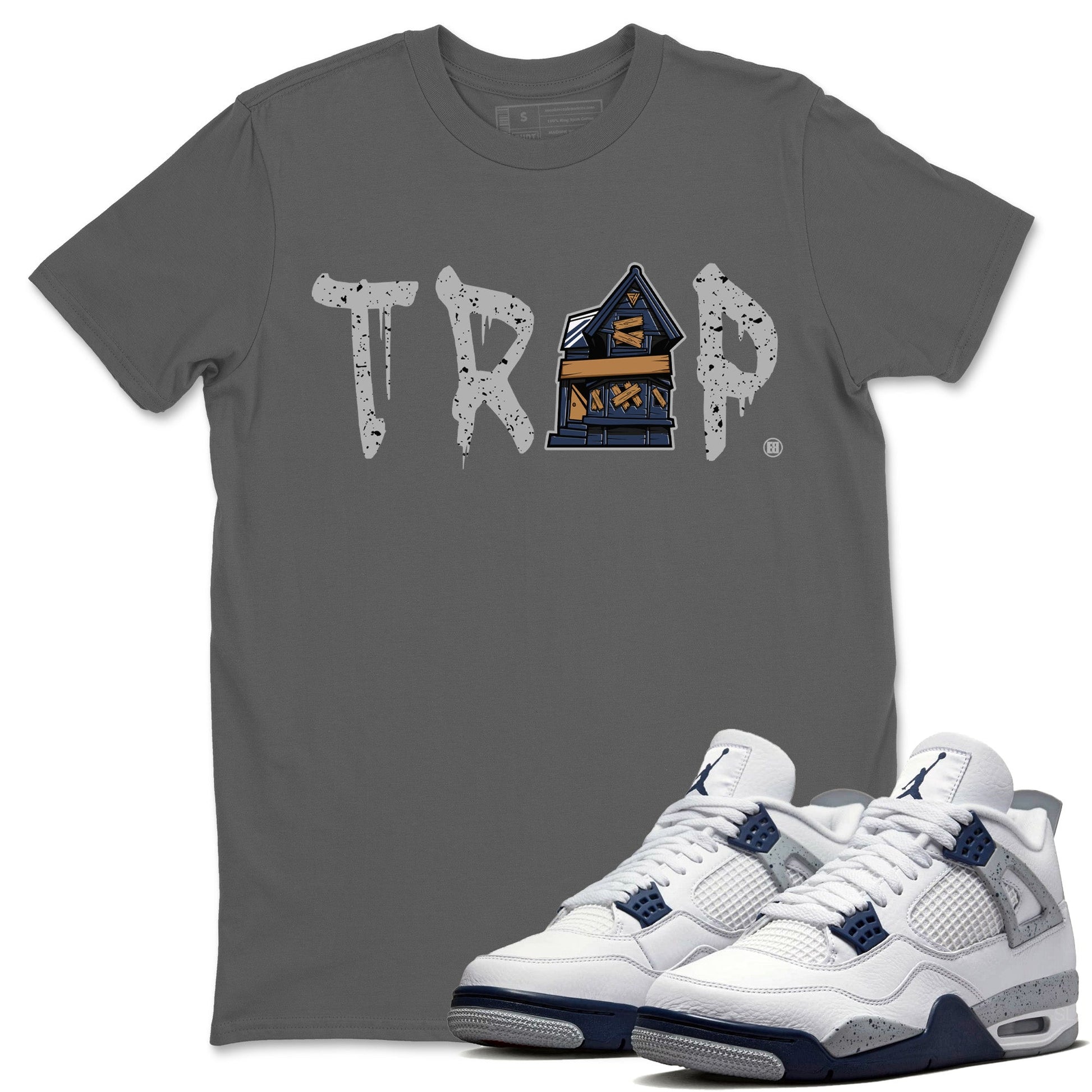 Jordan 4 Midnight Navy Sneaker Match Tees Trap House Sneaker Tees Jordan 4 Midnight Navy Sneaker Release Tees Unisex Shirts