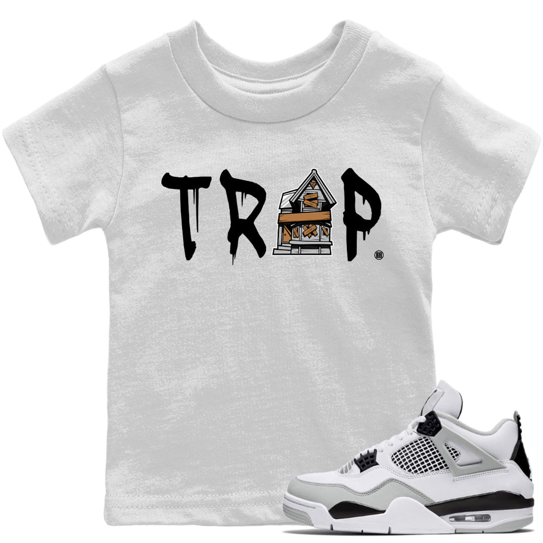 Jordan 4 Military Black Sneaker Match Tees Trap House Sneaker Tees Jordan 4 Military Black Sneaker Release Tees Kids Shirts