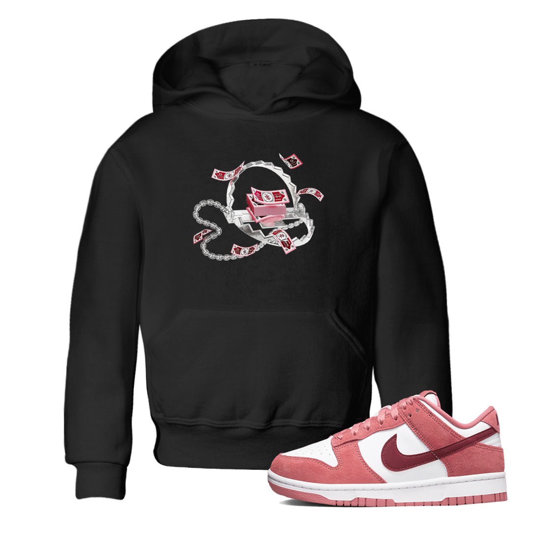 Dunk Valentines Day 2024 shirt to match jordans Trap Money sneaker tees Valentines Day Gift SNRT sneaker release tees baby toddler Black 1 cotton Shirt